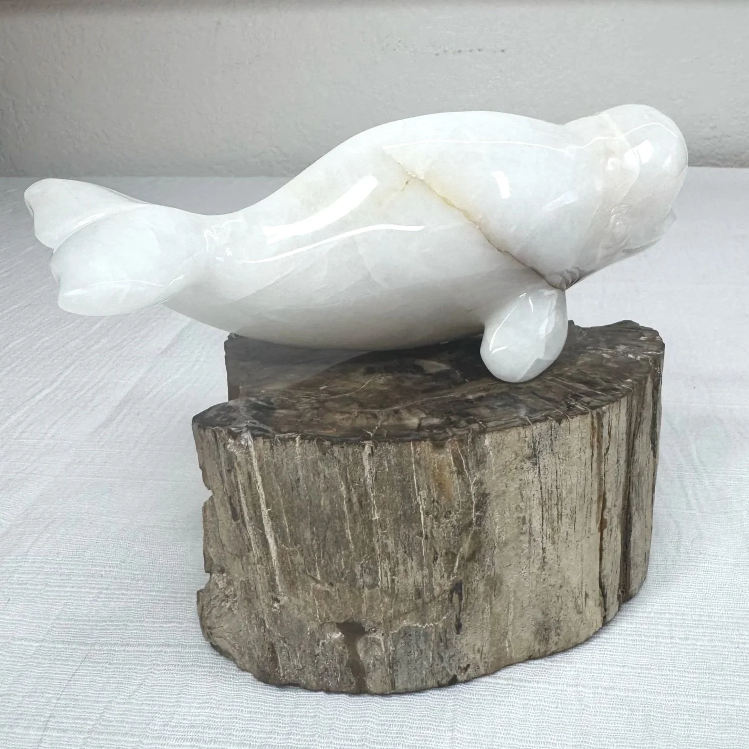 Leandro de Souza Snow Quartz Beluga Whale Sculpture