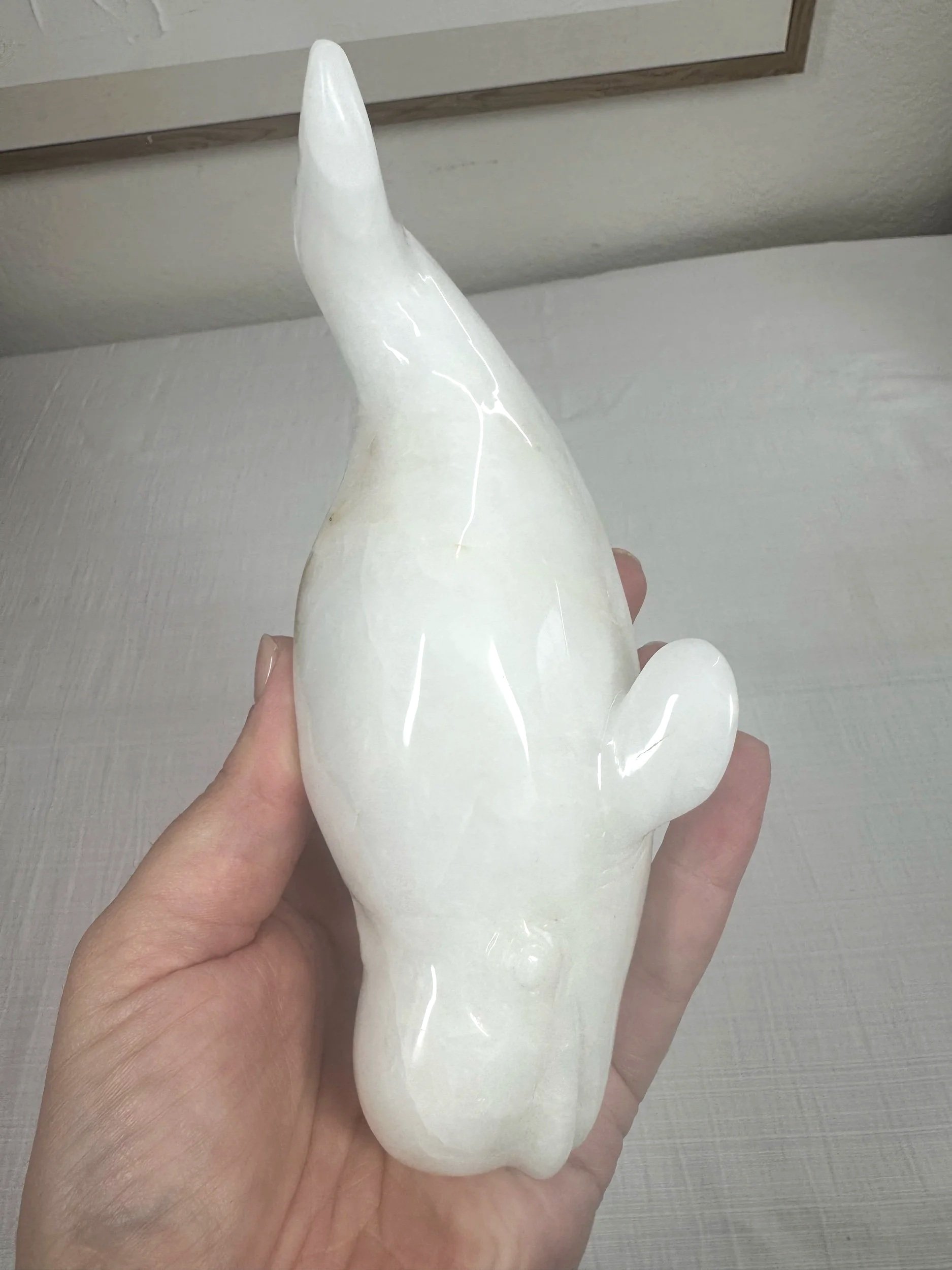 Leandro de Souza Snow Quartz Beluga Whale Sculpture