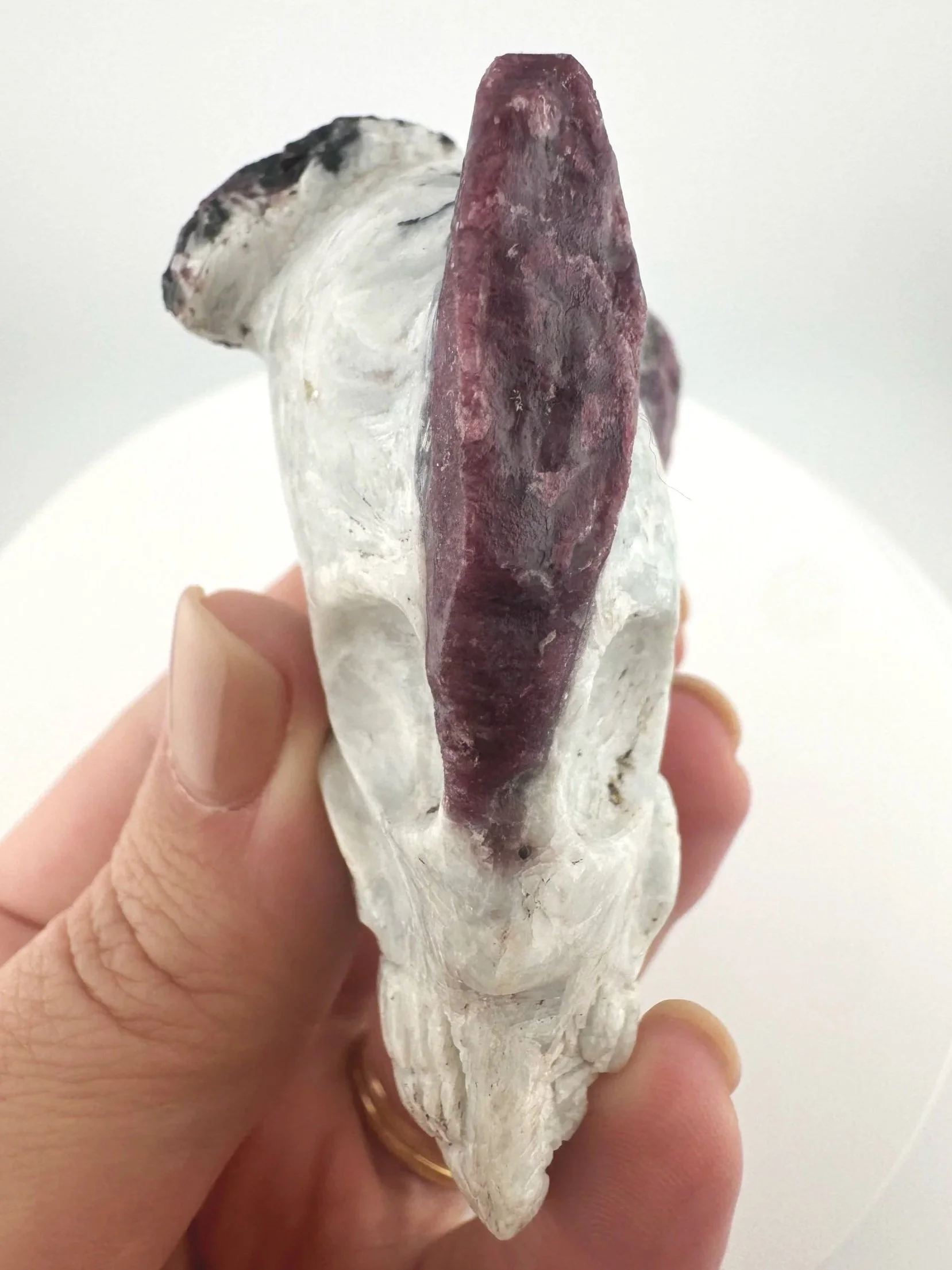 Leandro de Souza Pink Tourmaline in Feldspar Twin Flame Palm Skull