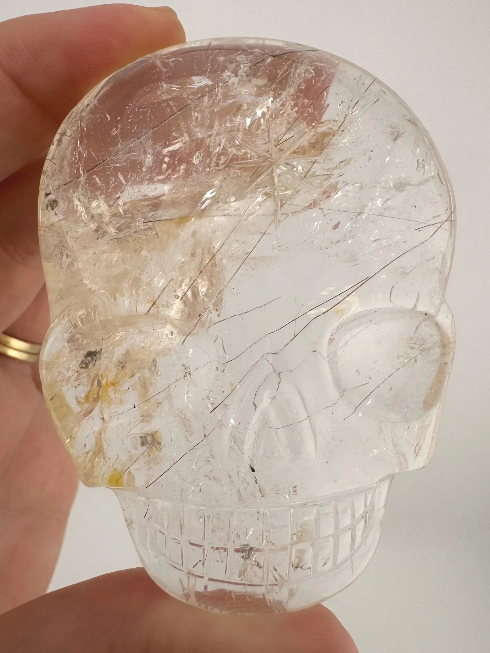 Leandro de Souza Rutilated Quartz Magical Child Palm Skull