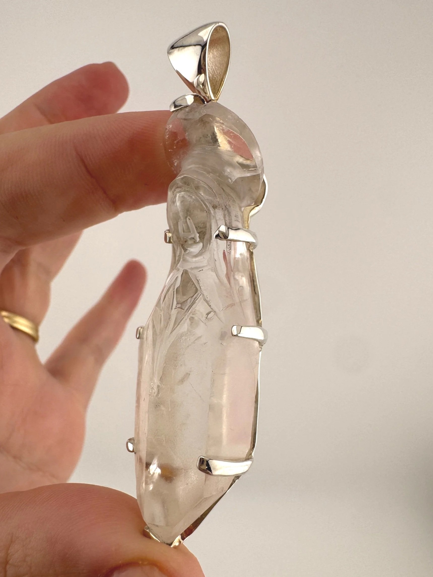 Leandro de Souza Cathedral Quartz Mother Mary Pendant