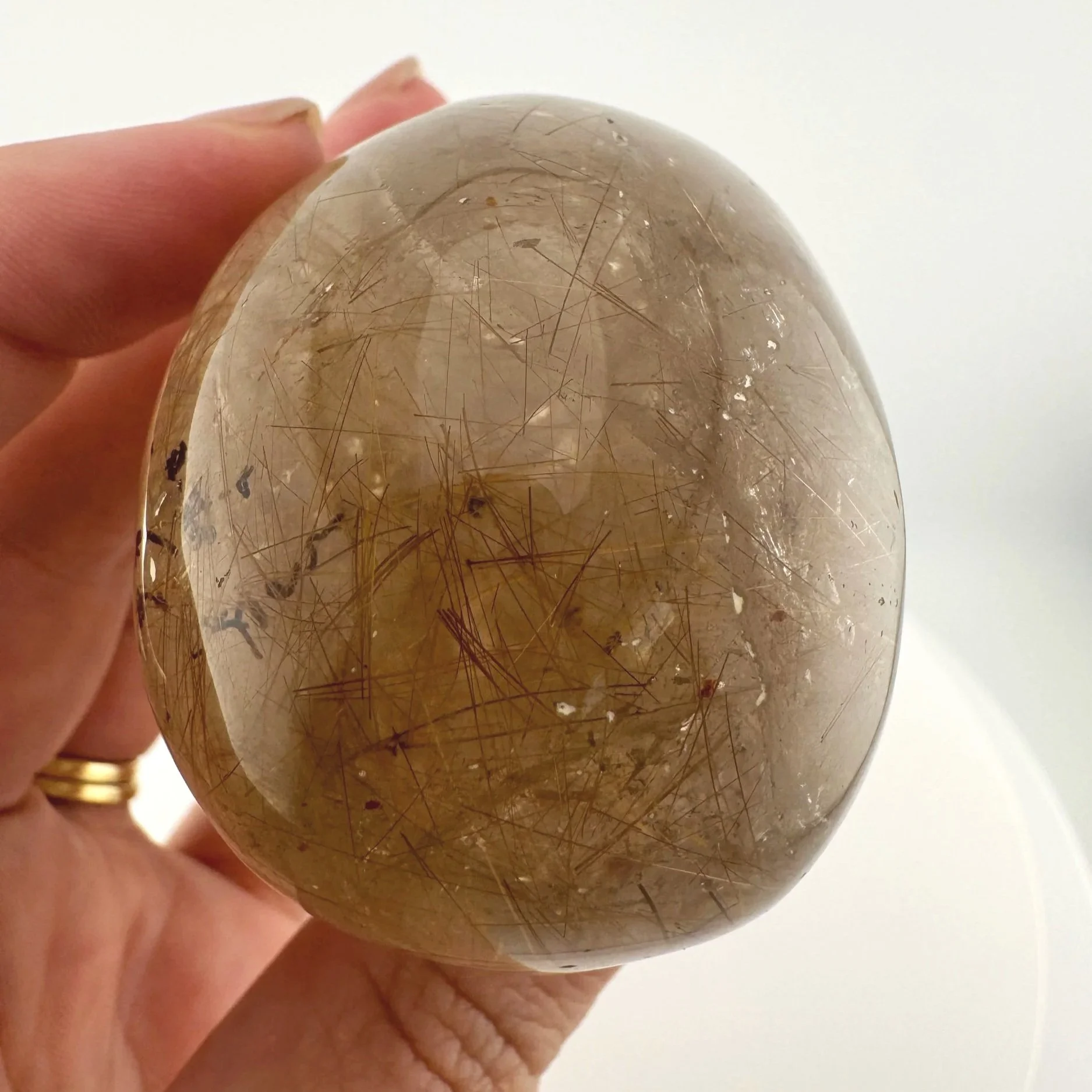 Leandro de Souza Golden Rutile in Smoky Quartz Mayan Skull