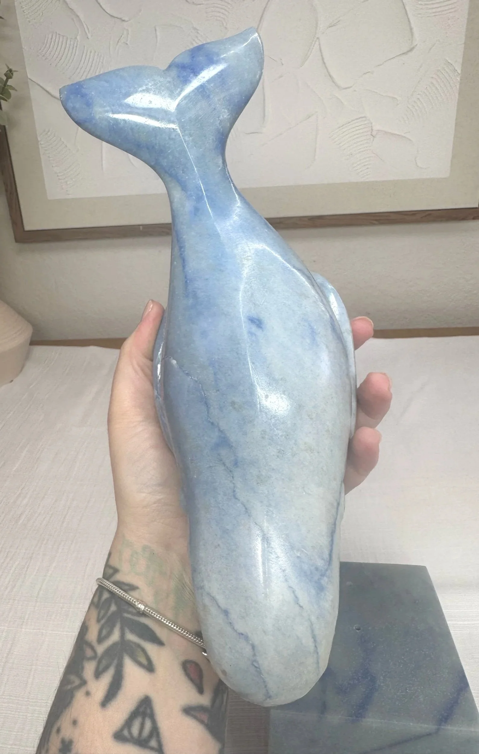 Leandro de Souza Blue Aventurine Blue Whale Sculpture