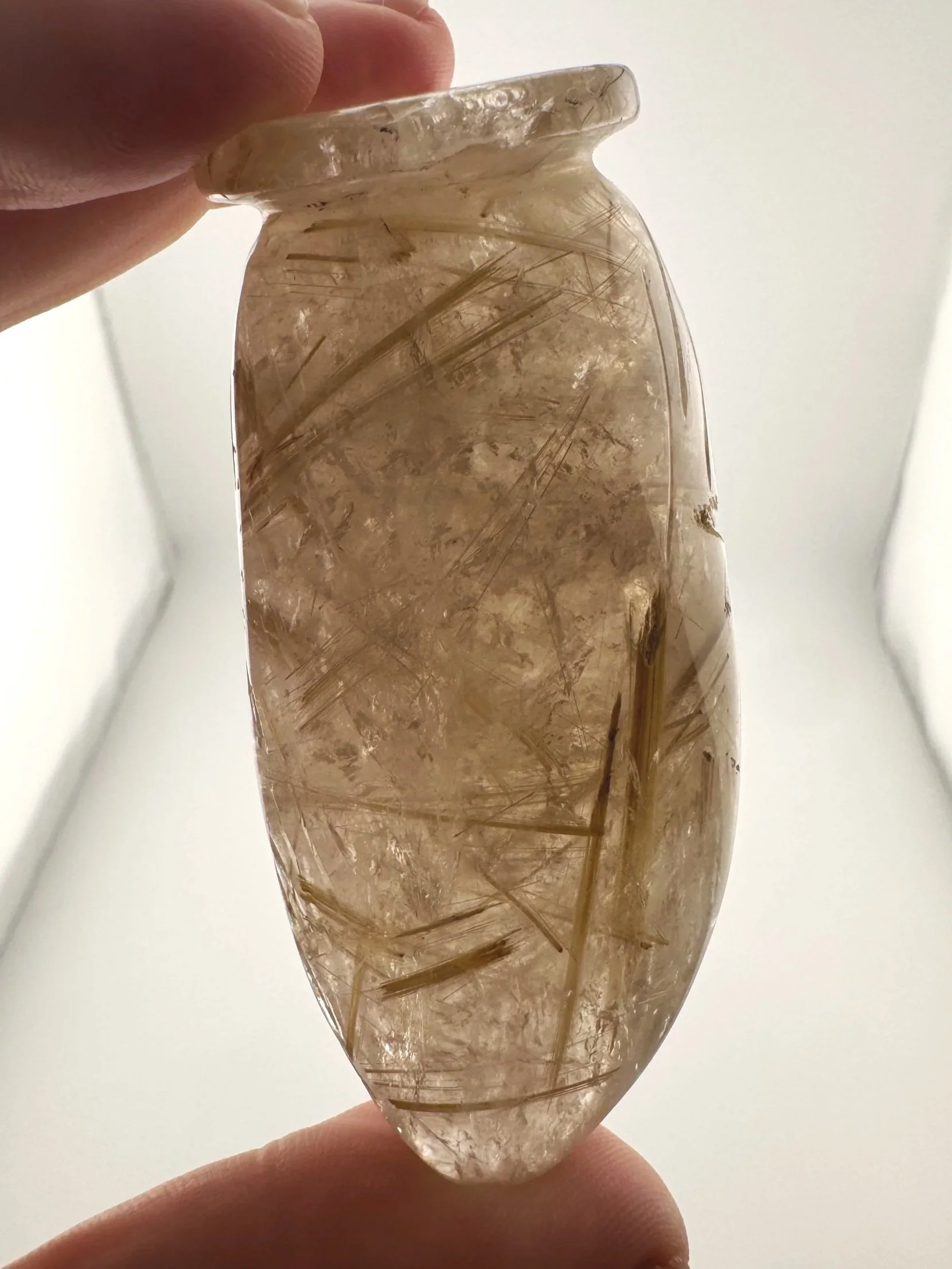 Leandro de Souza Golden Rutile in Quartz Jesus Carving