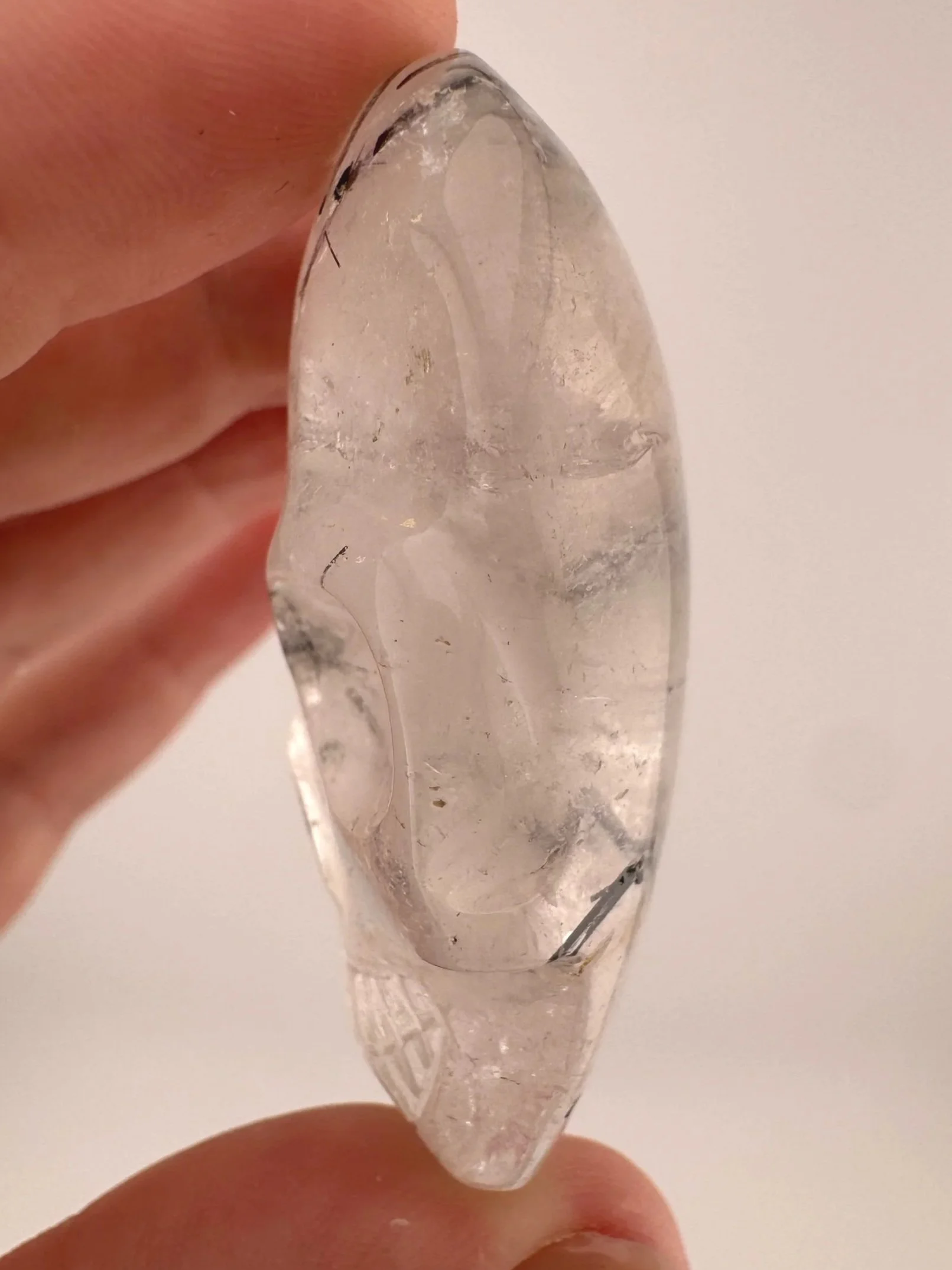 Leandro de Souza Black Tourmaline in Quartz Palm Skull