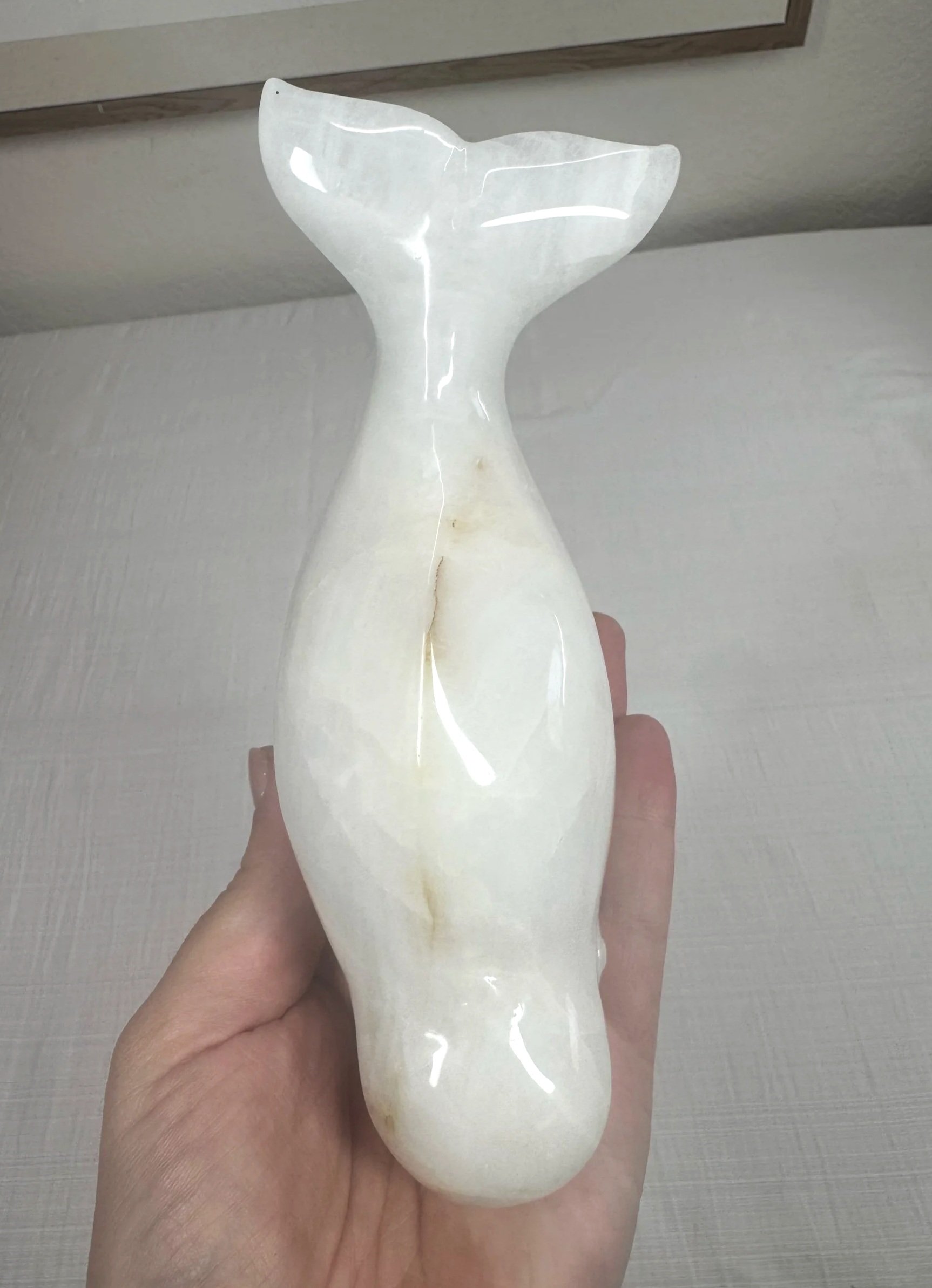 Leandro de Souza Snow Quartz Beluga Whale Sculpture