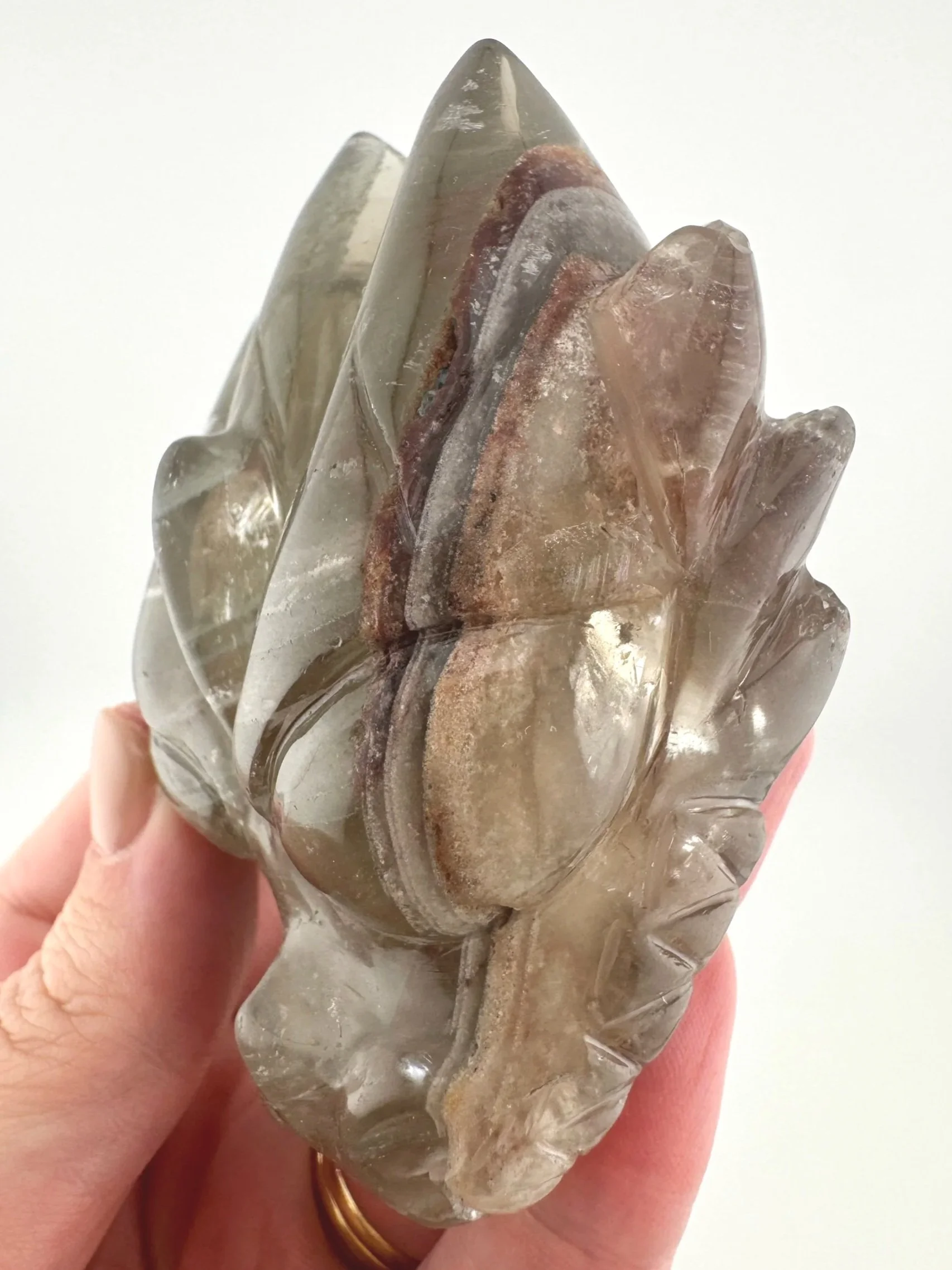 Leandro de Souza Chlorite Phantom Garden Quartz Dragon Skull