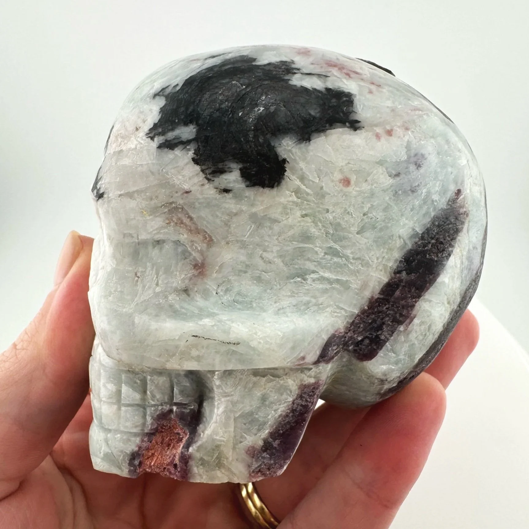 Leandro de Souza Pink Tourmaline in Feldspar Skull