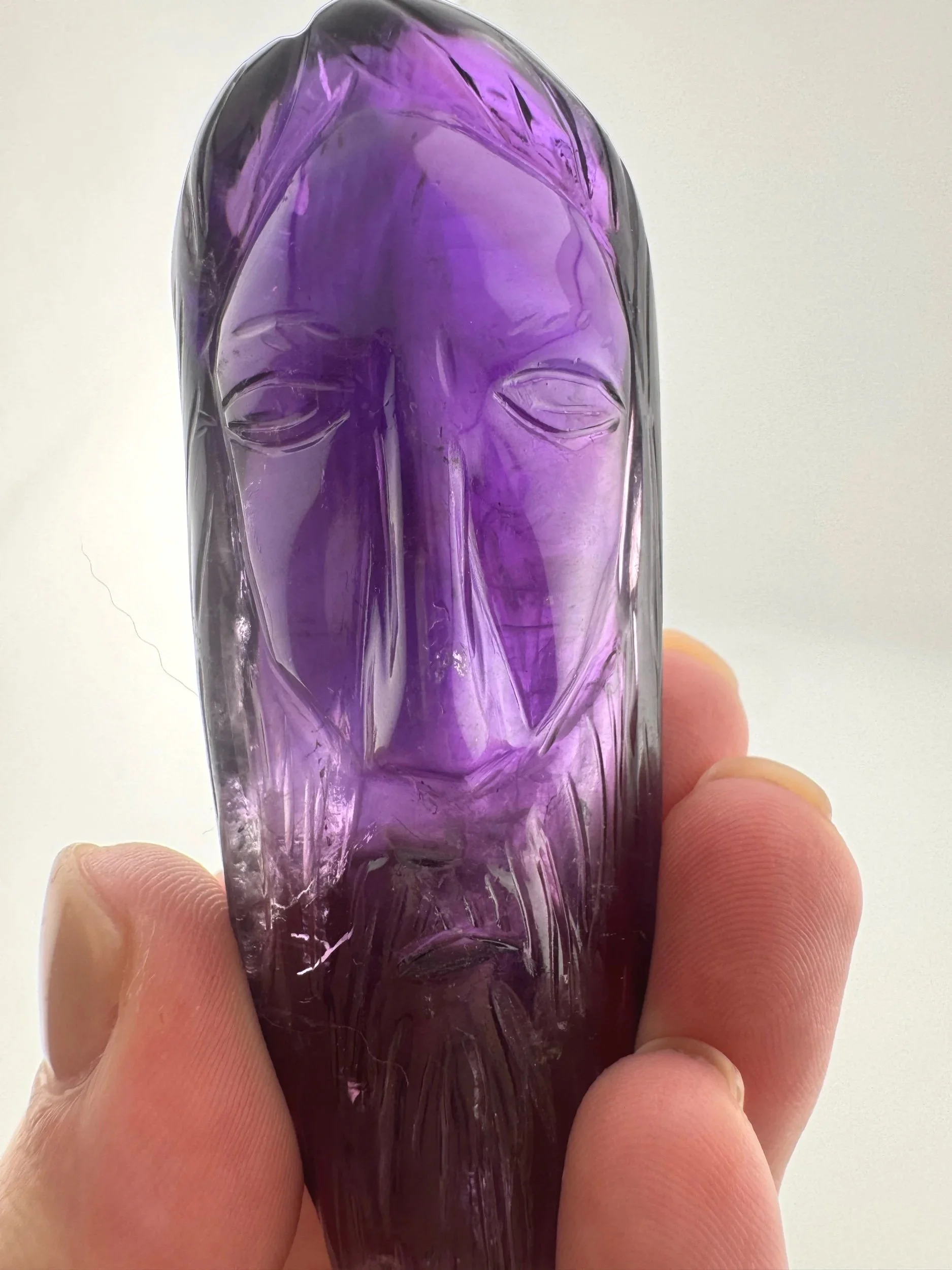 Leandro de Souza Phantom Amethyst with Citrine Jesus Carving