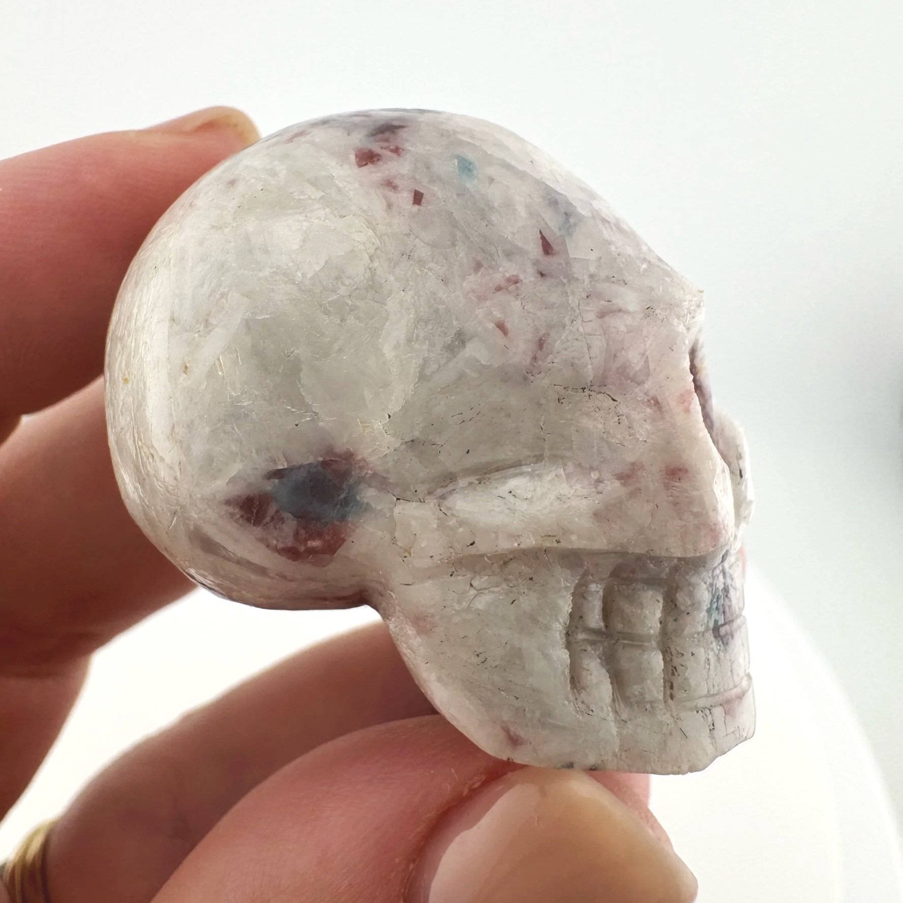 Leandro de Souza Pink and Blue Tourmaline in Feldspar Skull