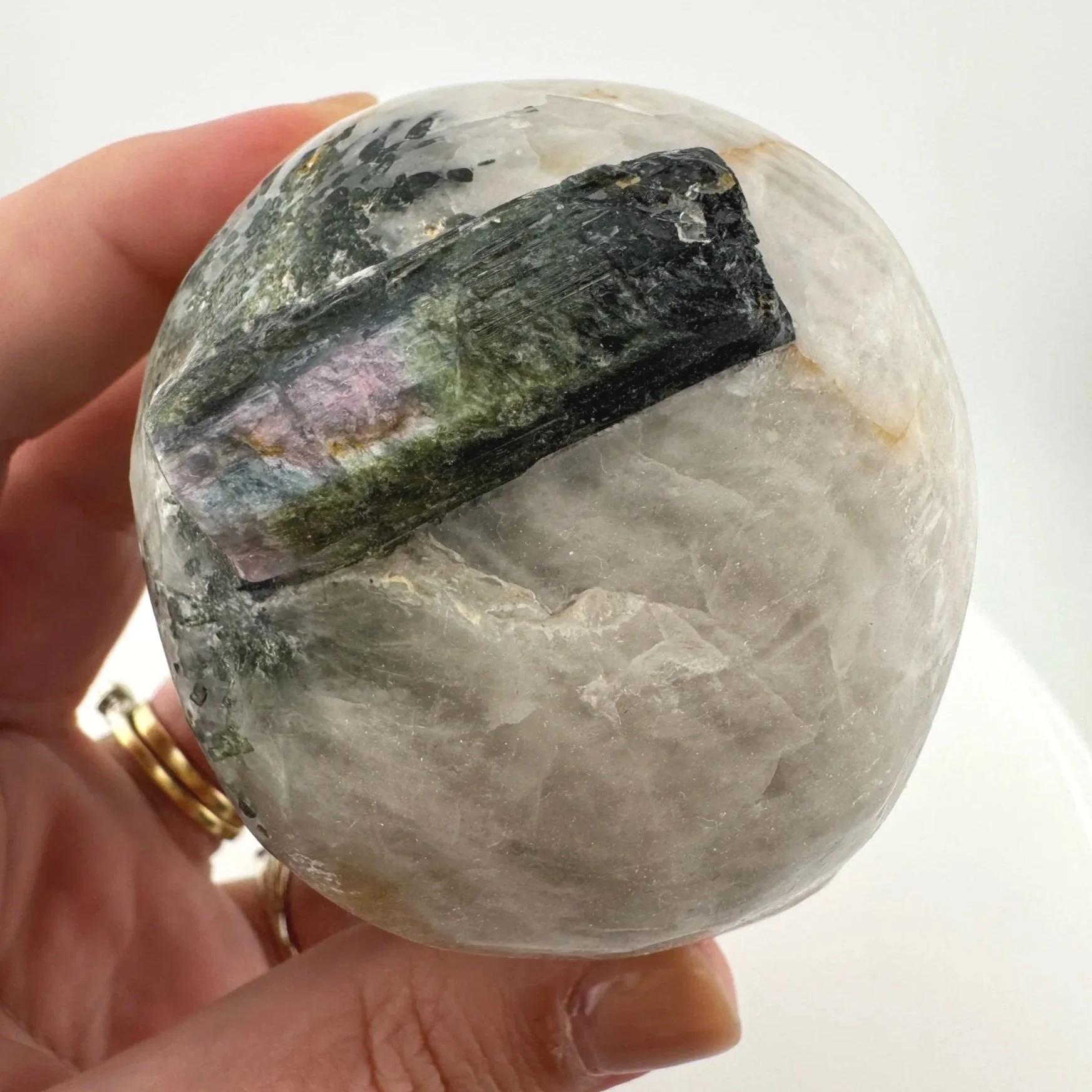 Leandro de Souza Watermelon Tourmaline on Quartz Skull