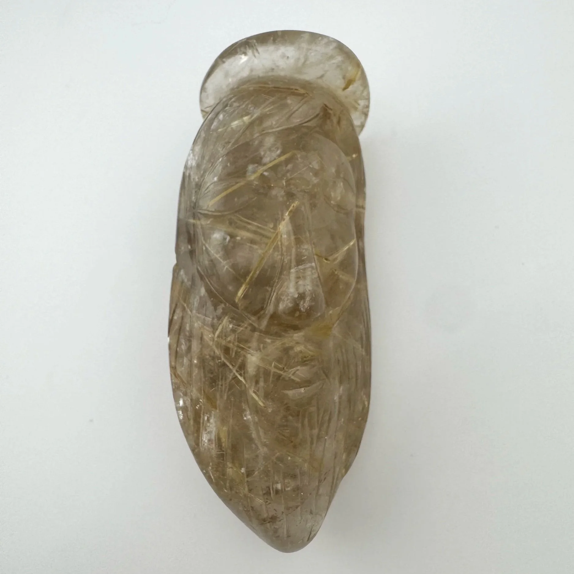 Leandro de Souza Golden Rutile in Quartz Jesus Carving
