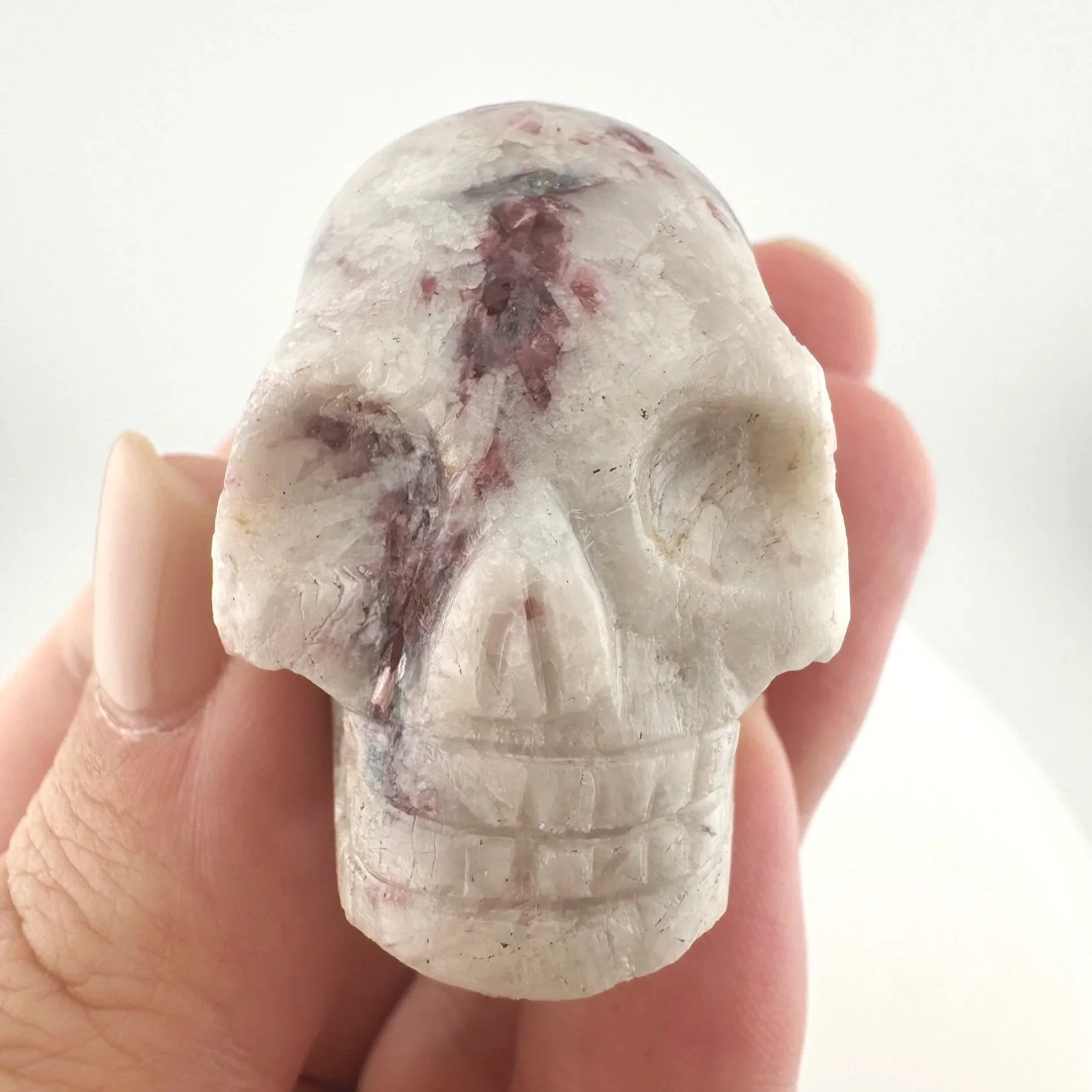 Leandro de Souza Pink and Blue Tourmaline in Feldspar Skull