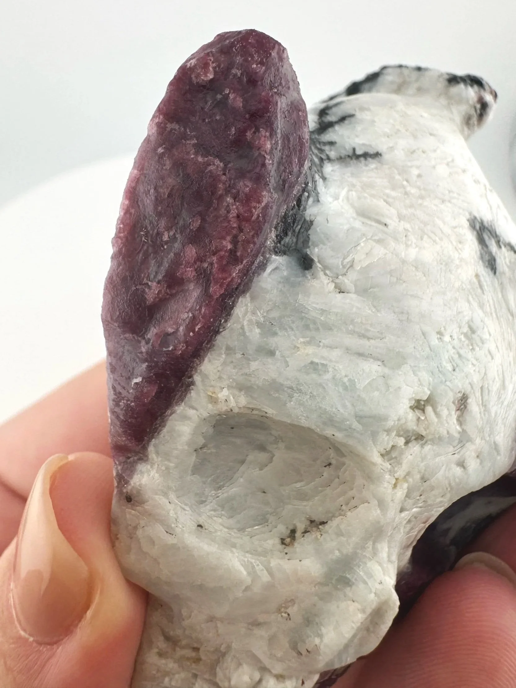 Leandro de Souza Pink Tourmaline in Feldspar Twin Flame Palm Skull