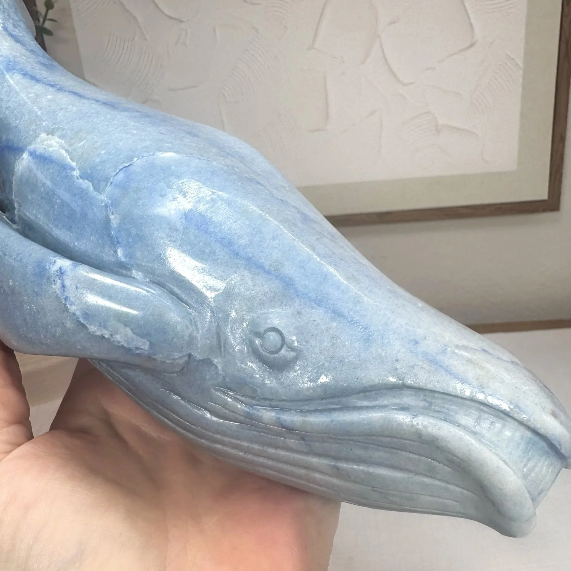 Leandro de Souza Blue Aventurine Blue Whale Sculpture