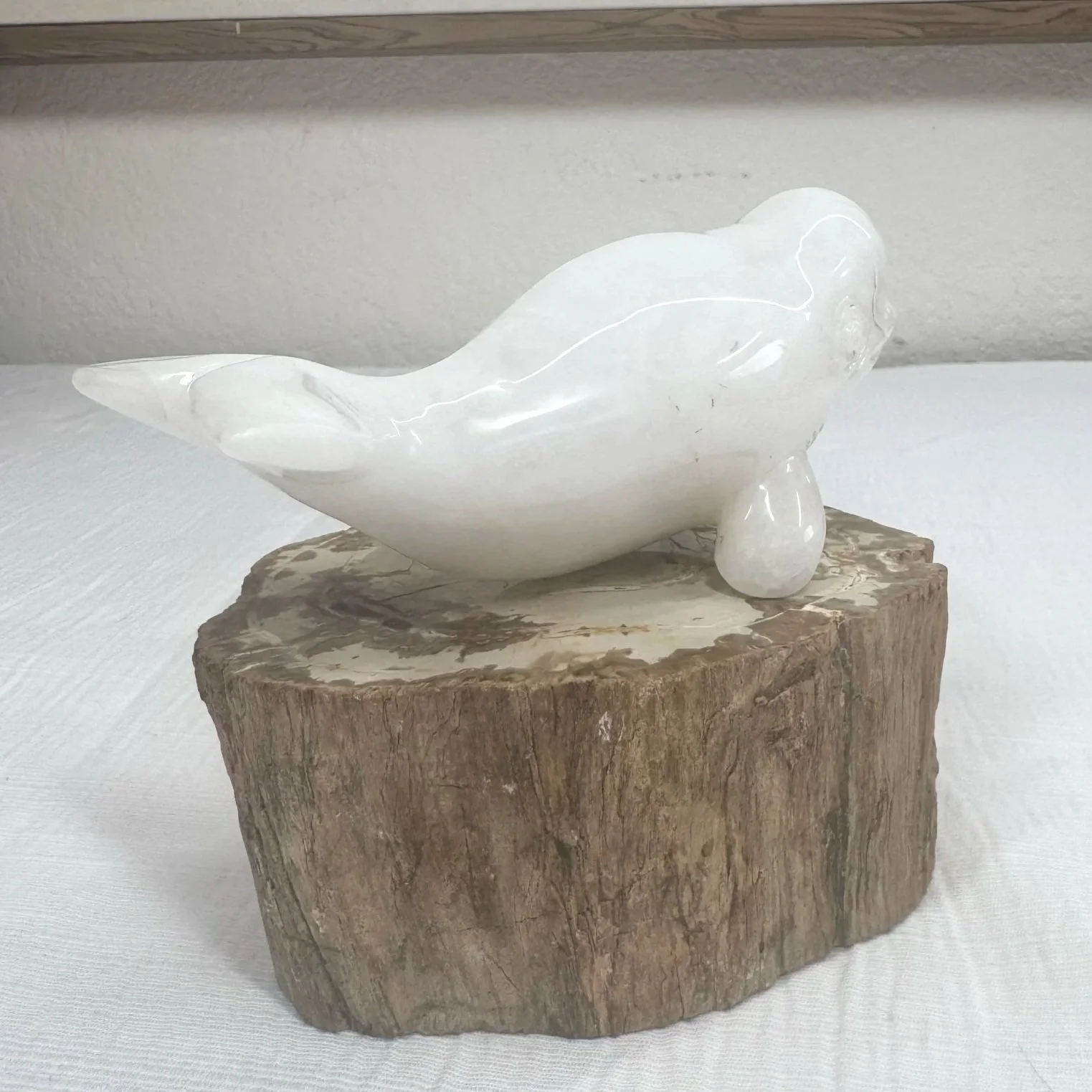 Leandro de Souza Snow Quartz Beluga Whale Sculpture