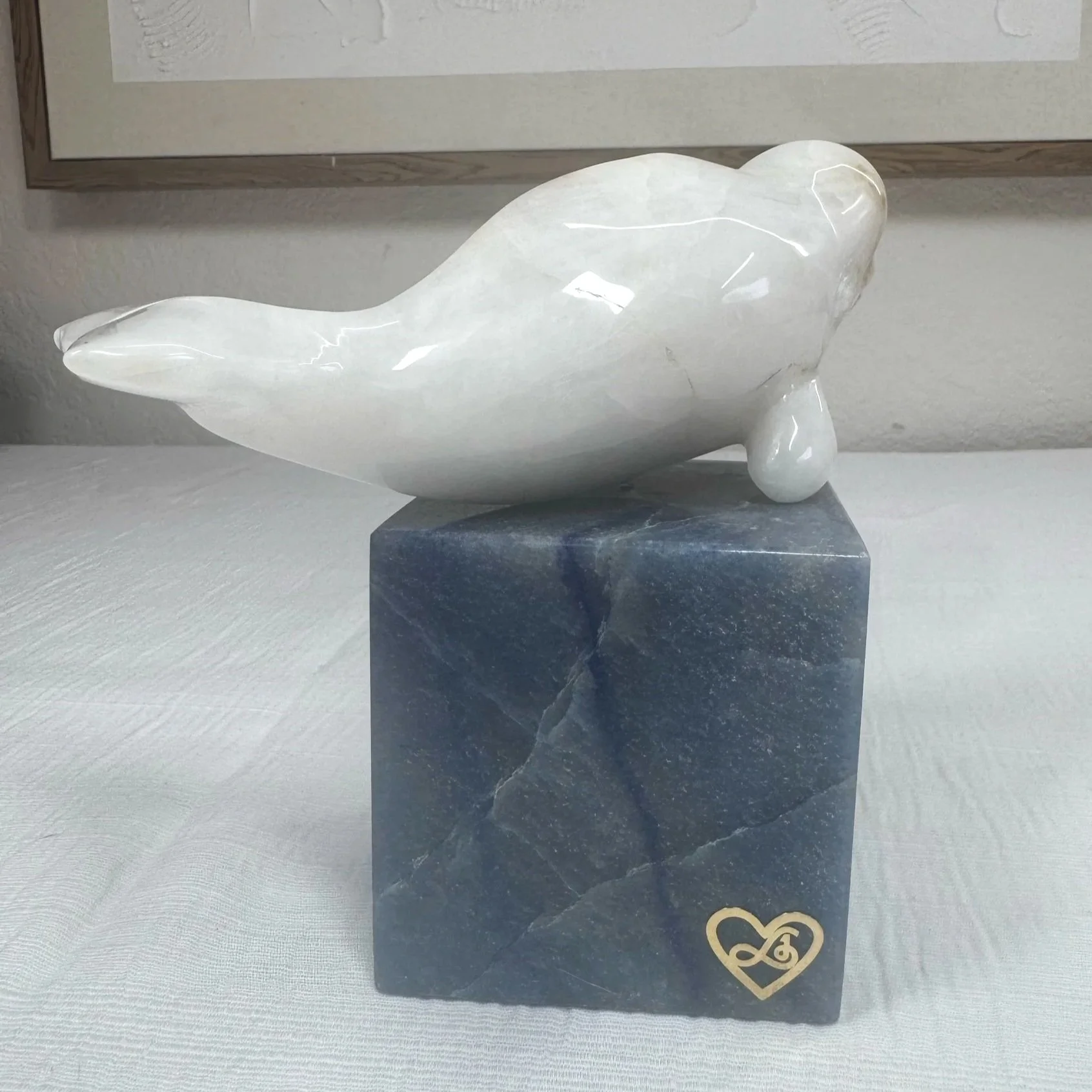 Leandro de Souza Snow Quartz Beluga Whale Sculpture