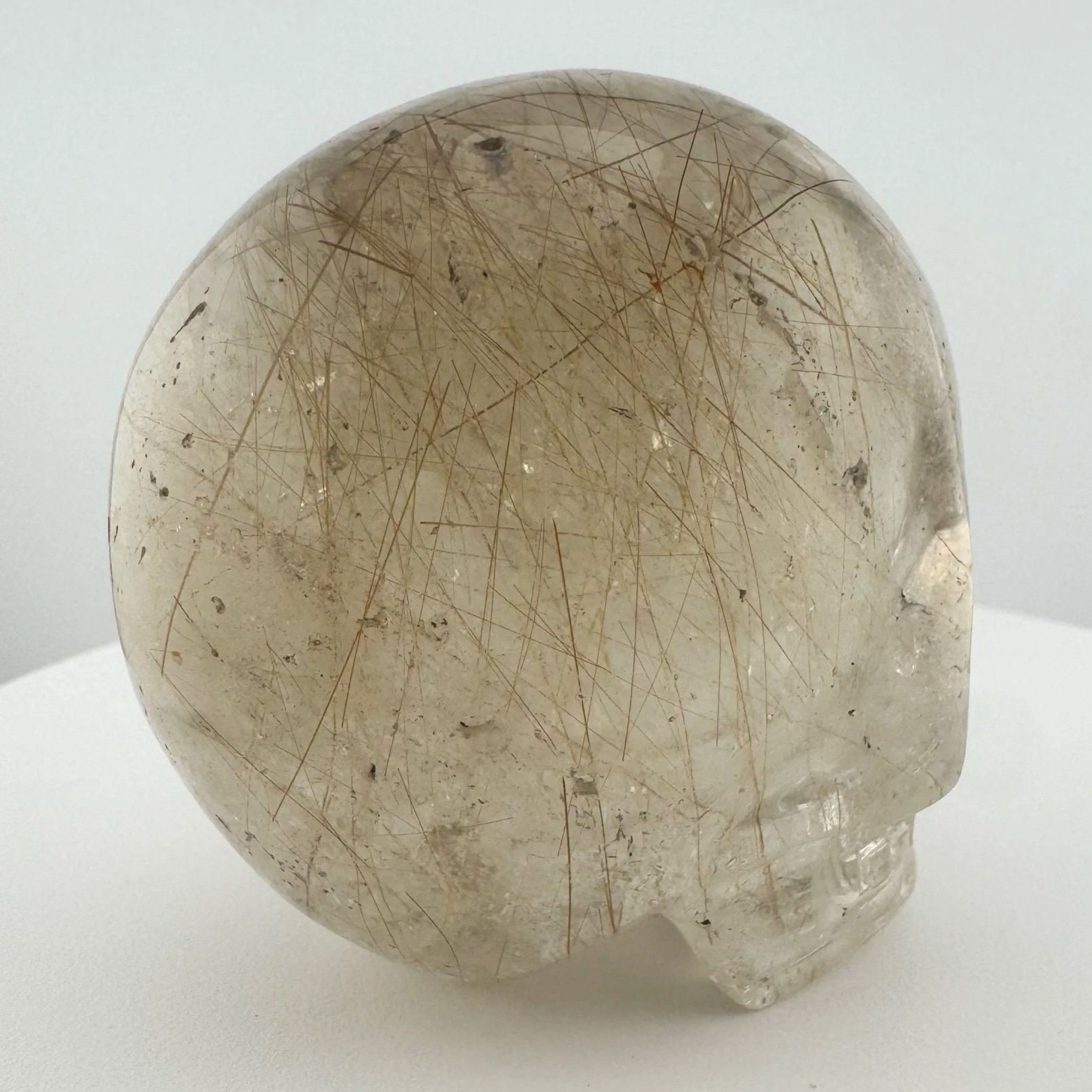 Leandro de Souza Golden Rutile in Smoky Quartz Magical Child Skull