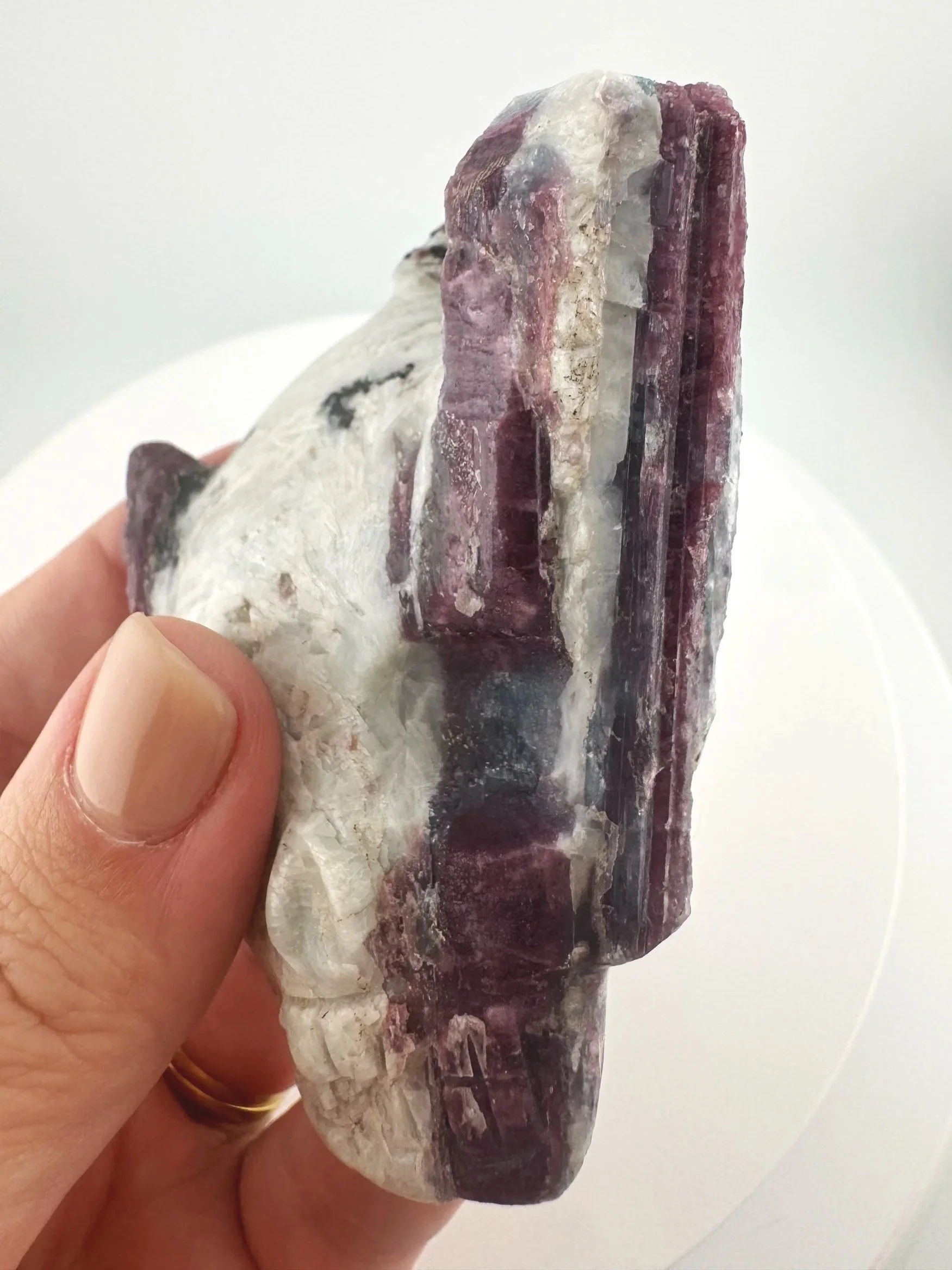 Leandro de Souza Pink Tourmaline in Feldspar Twin Flame Palm Skull
