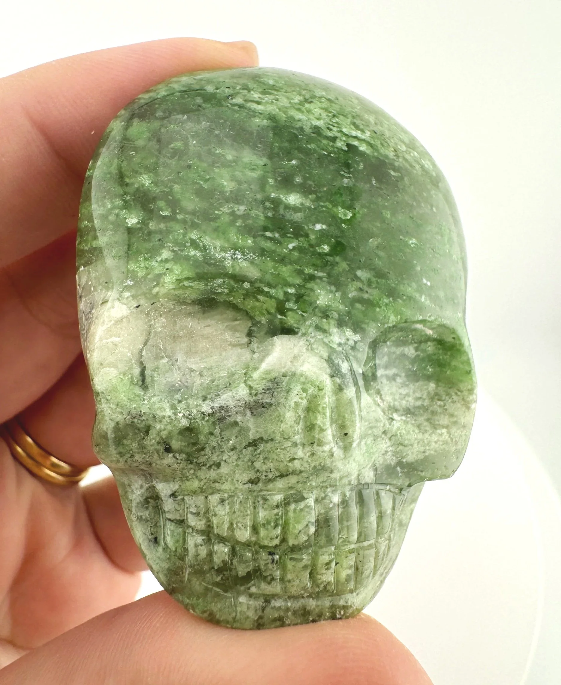 Leandro de Souza Chlorite Chalcedony Magical Child Palm Skull