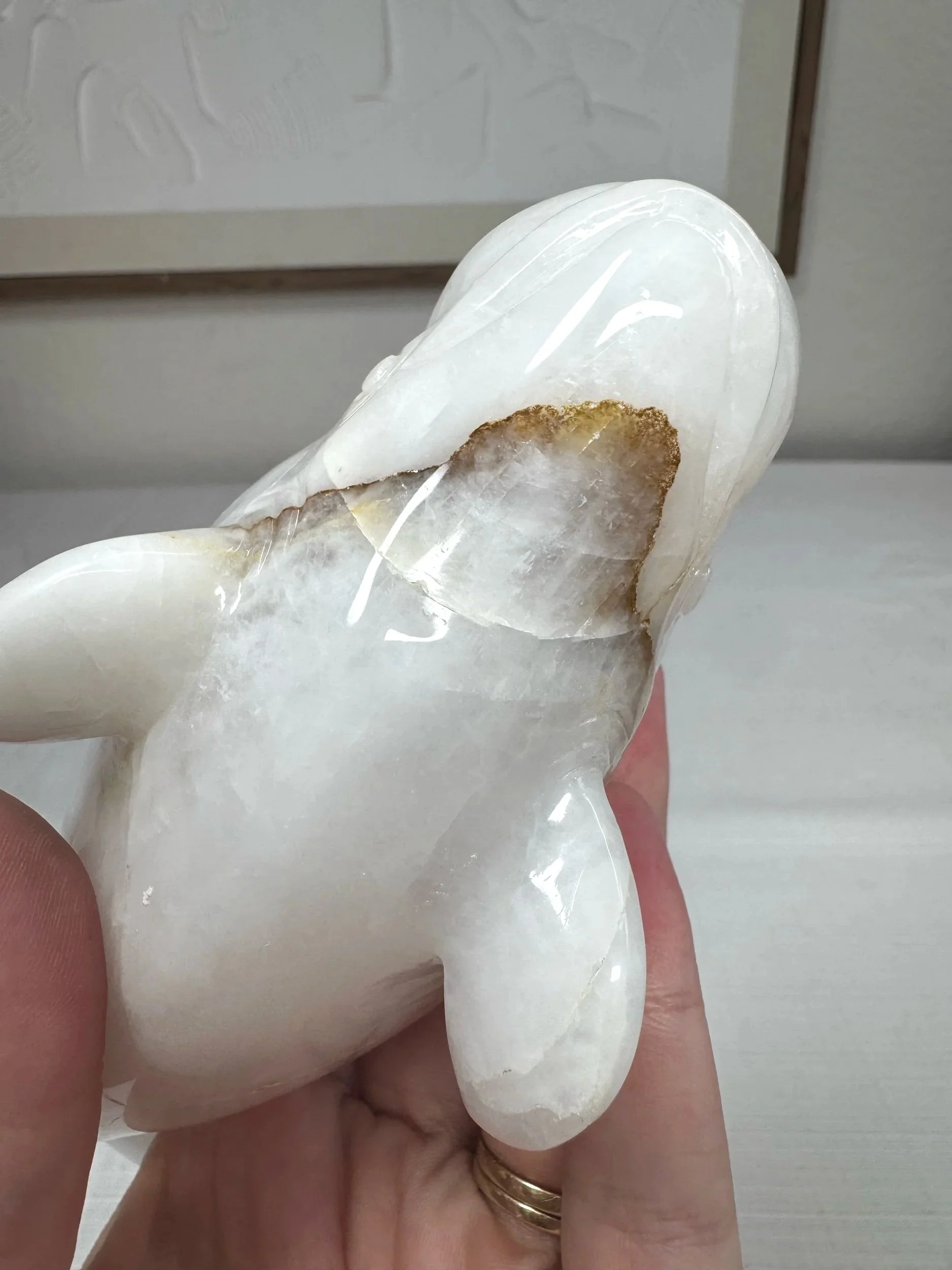 Leandro de Souza Snow Quartz Beluga Whale Sculpture