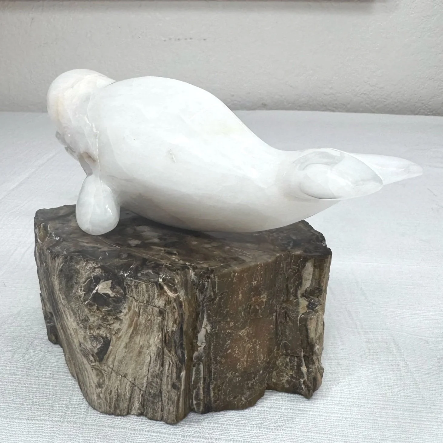Leandro de Souza Snow Quartz Beluga Whale Sculpture