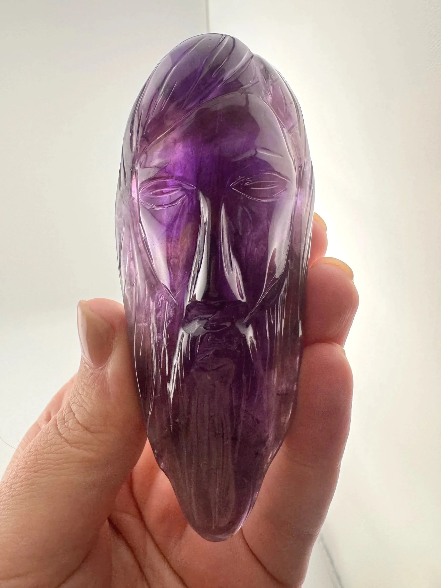Leandro de Souza Phantom Amethyst with Citrine Jesus Carving