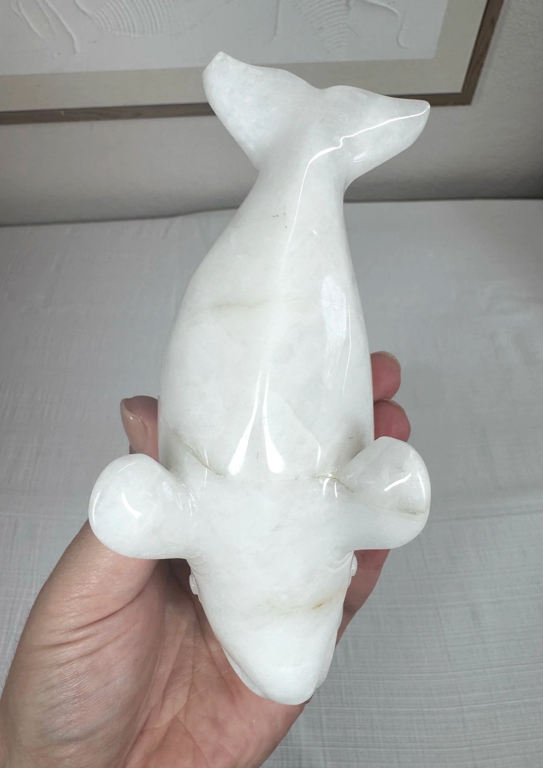 Leandro de Souza Snow Quartz Beluga Whale Sculpture