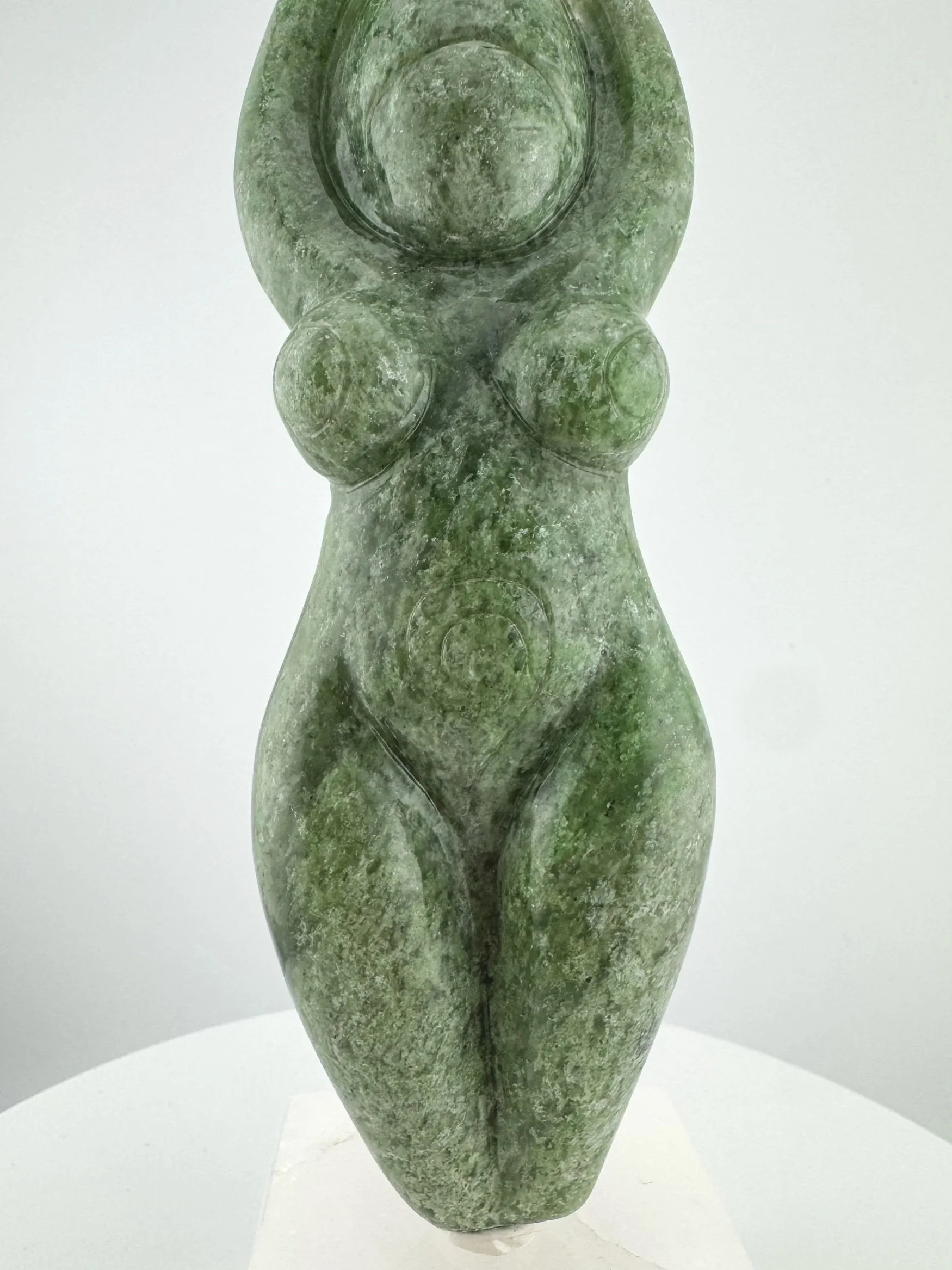 Leandro de Souza Chlorite Chalcedony Gaia Goddess Sculpture on Quartz base