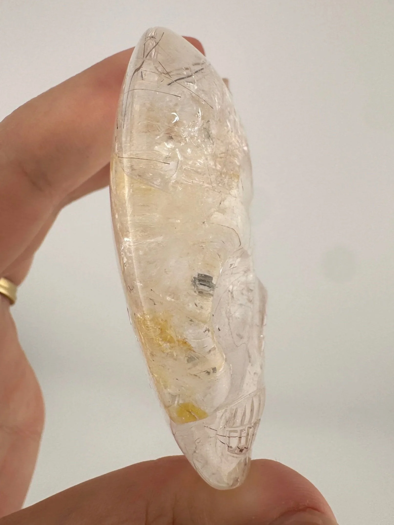 Leandro de Souza Rutilated Quartz Magical Child Palm Skull