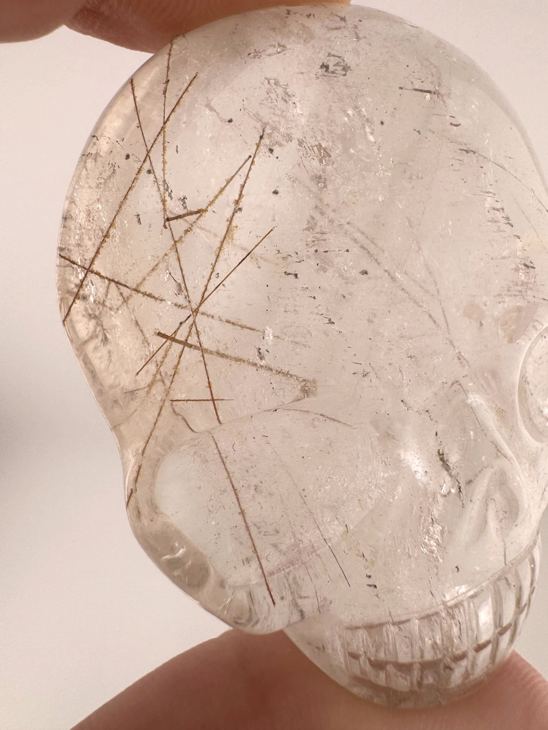 Leandro de Souza Rutilated Quartz Magical Child Palm Skull