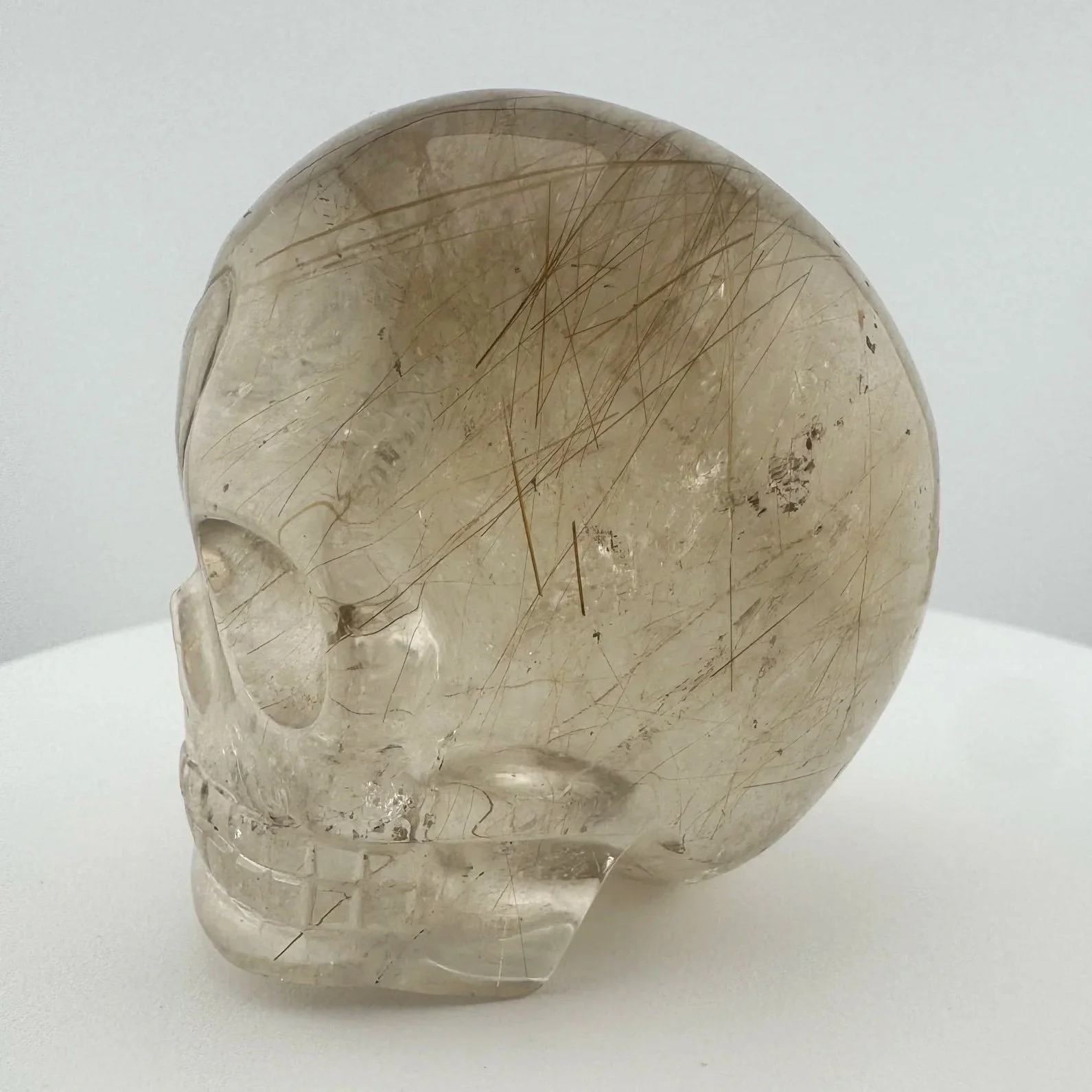 Leandro de Souza Golden Rutile in Smoky Quartz Magical Child Skull