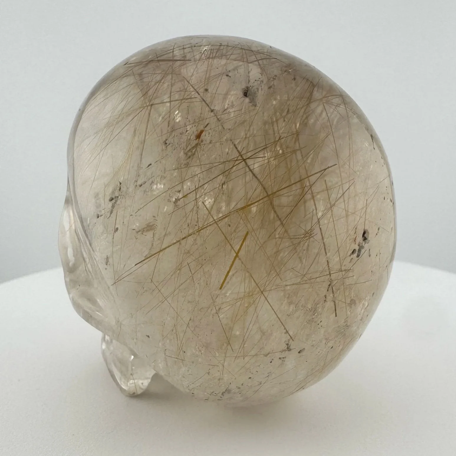 Leandro de Souza Golden Rutile in Smoky Quartz Magical Child Skull