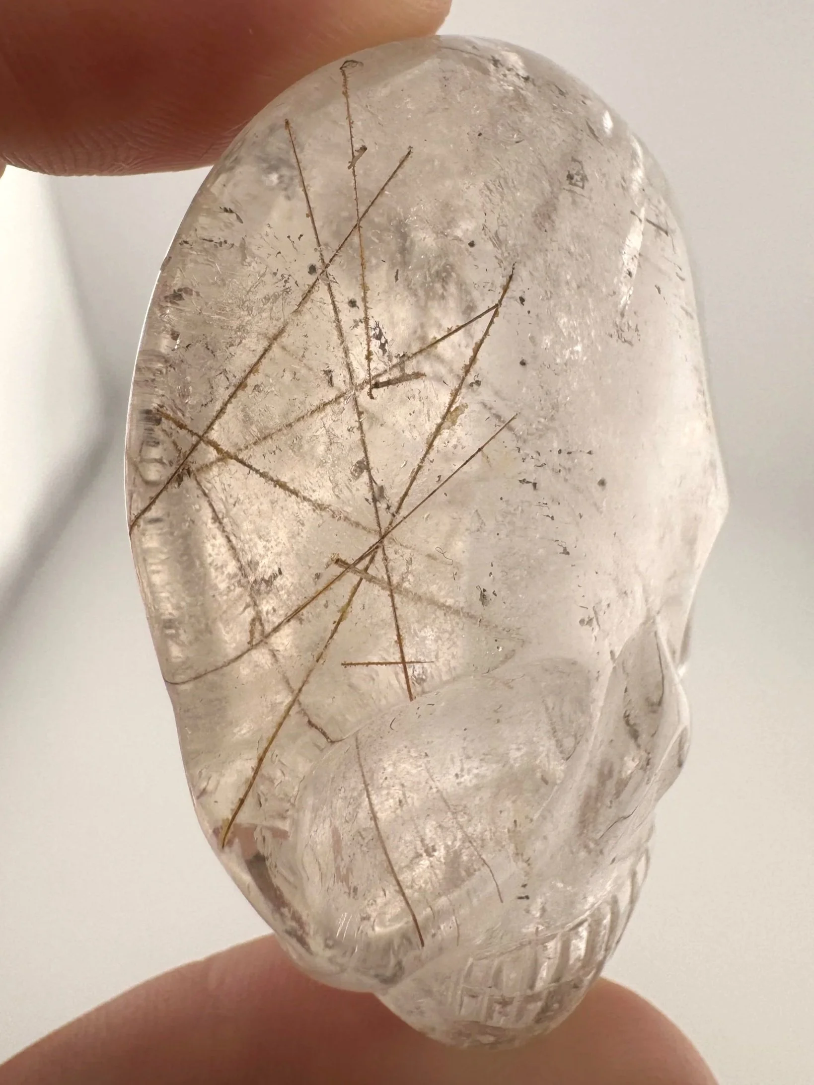 Leandro de Souza Rutilated Quartz Magical Child Palm Skull