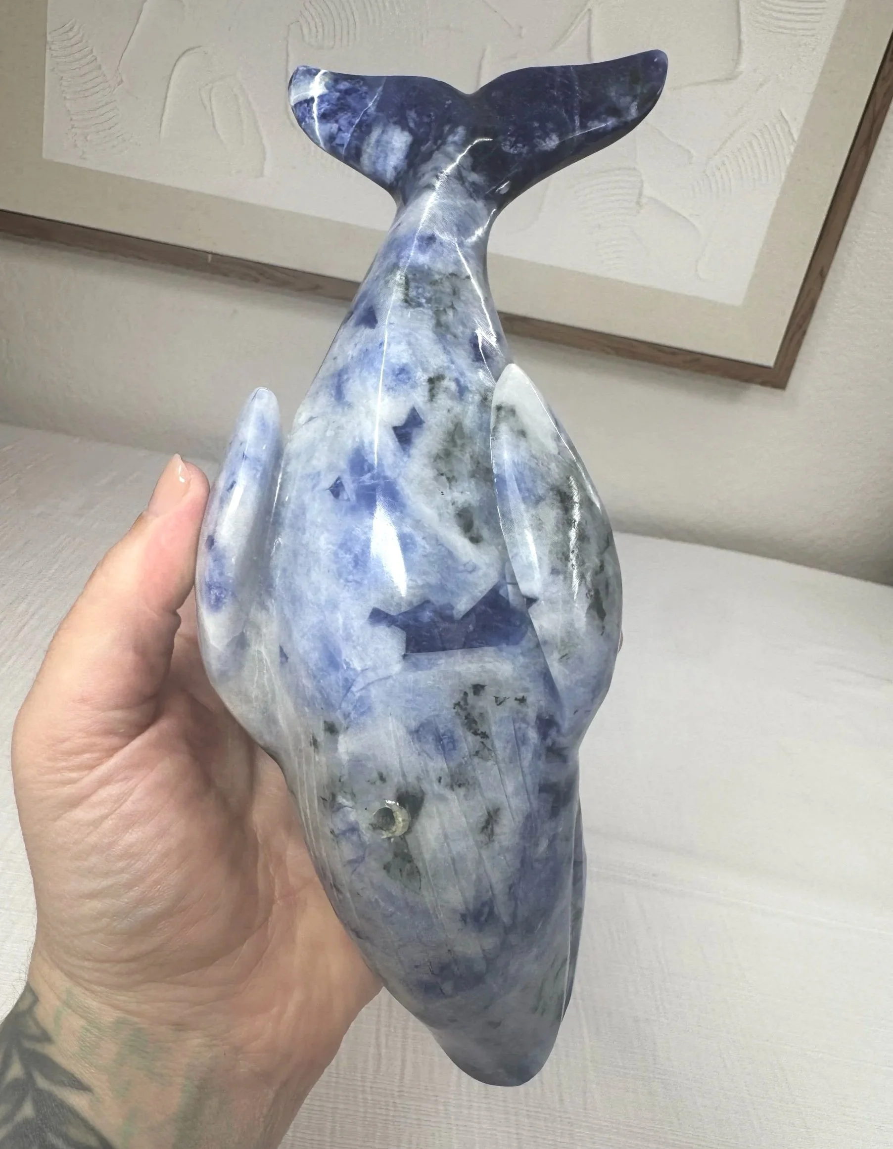 Leandro de Souza Sodalite Humpback Whale Sculpture