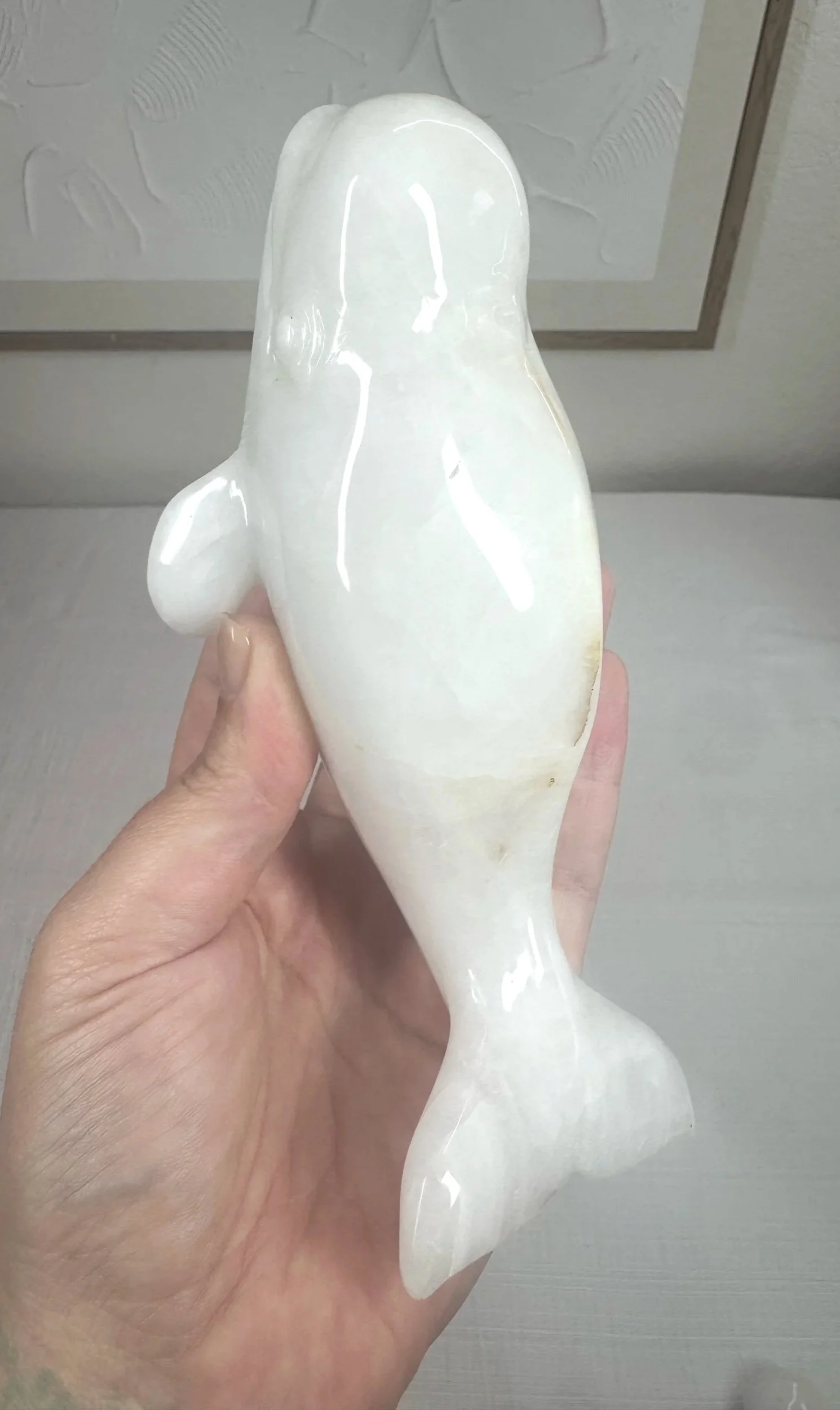Leandro de Souza Snow Quartz Beluga Whale Sculpture