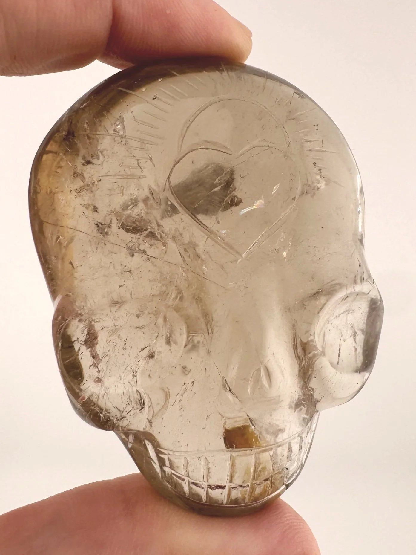 Leandro de Souza Golden Rutile in Quartz Magical Child Palm Skull