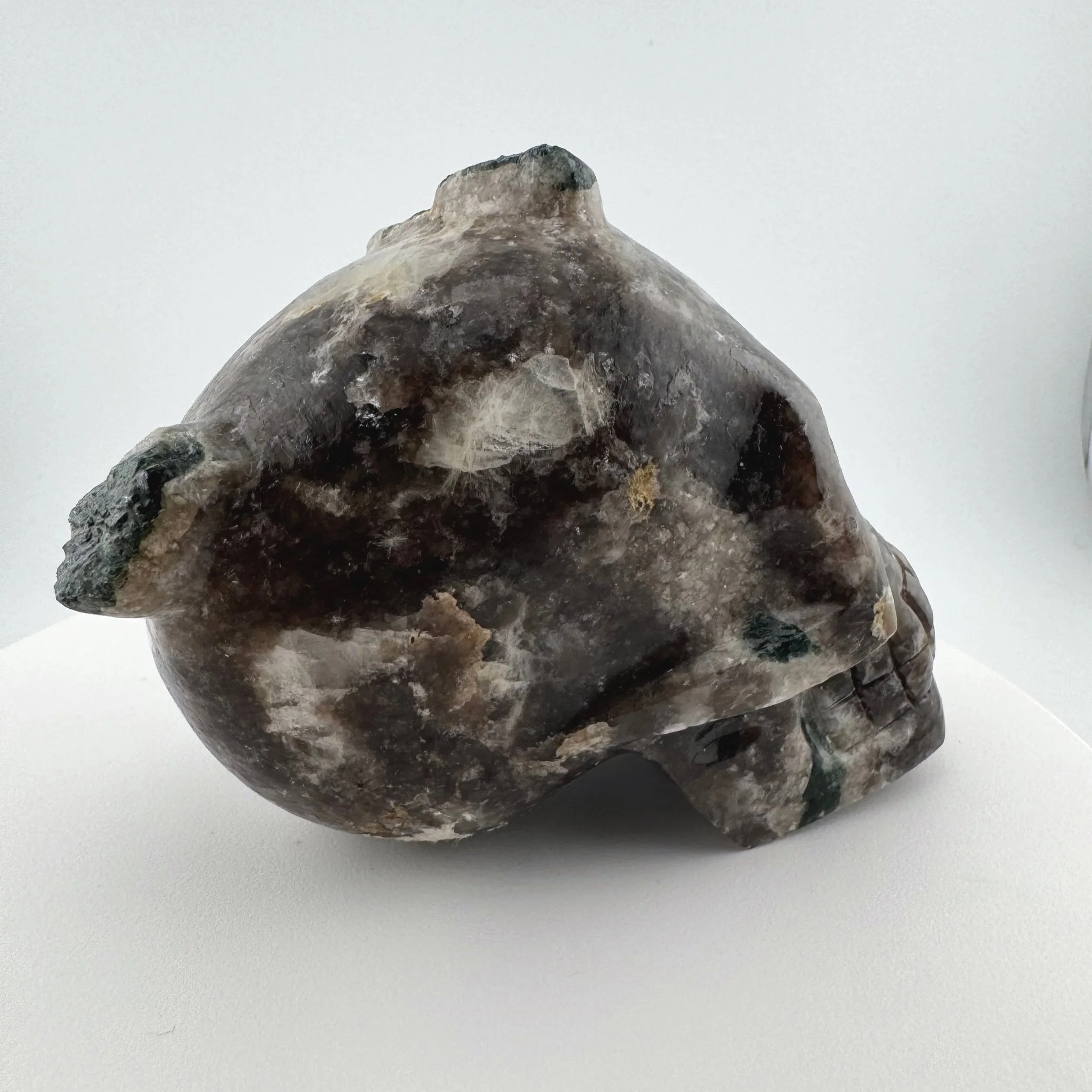 Leandro de Souza Tourmaline in Smoky Quartz Skull