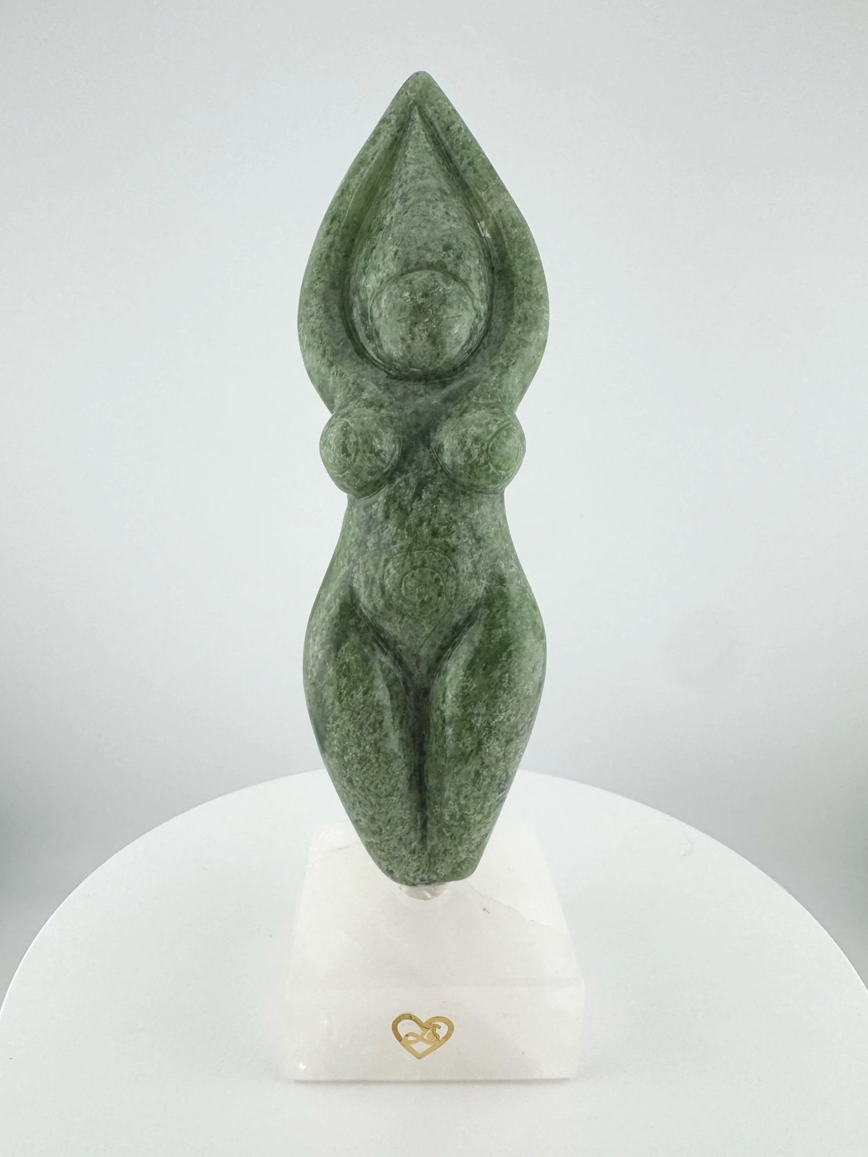 Leandro de Souza Chlorite Chalcedony Gaia Goddess Sculpture on Quartz base