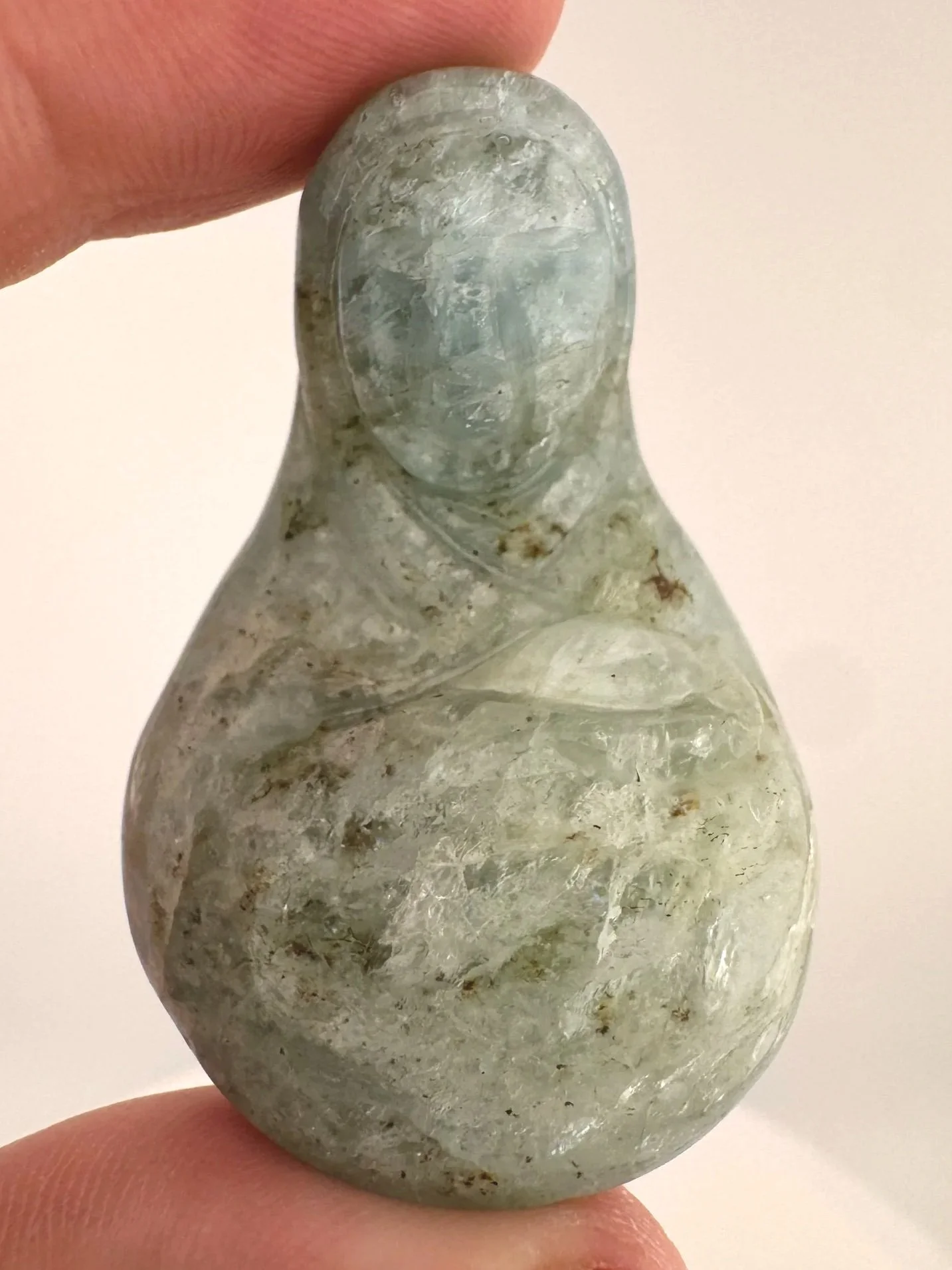 Leandro de Souza Aquamarine Mother Mary holding Baby Jesus Palm