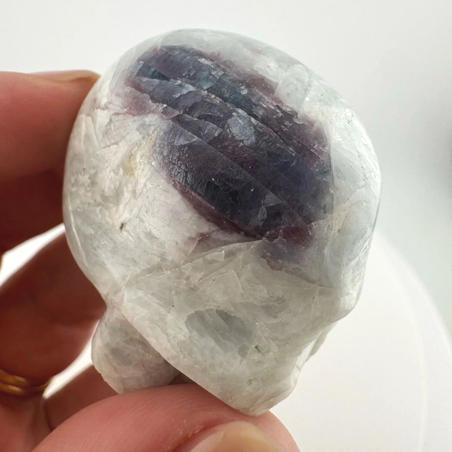 Leandro de Souza Pink and Blue Tourmaline in Feldspar Skull