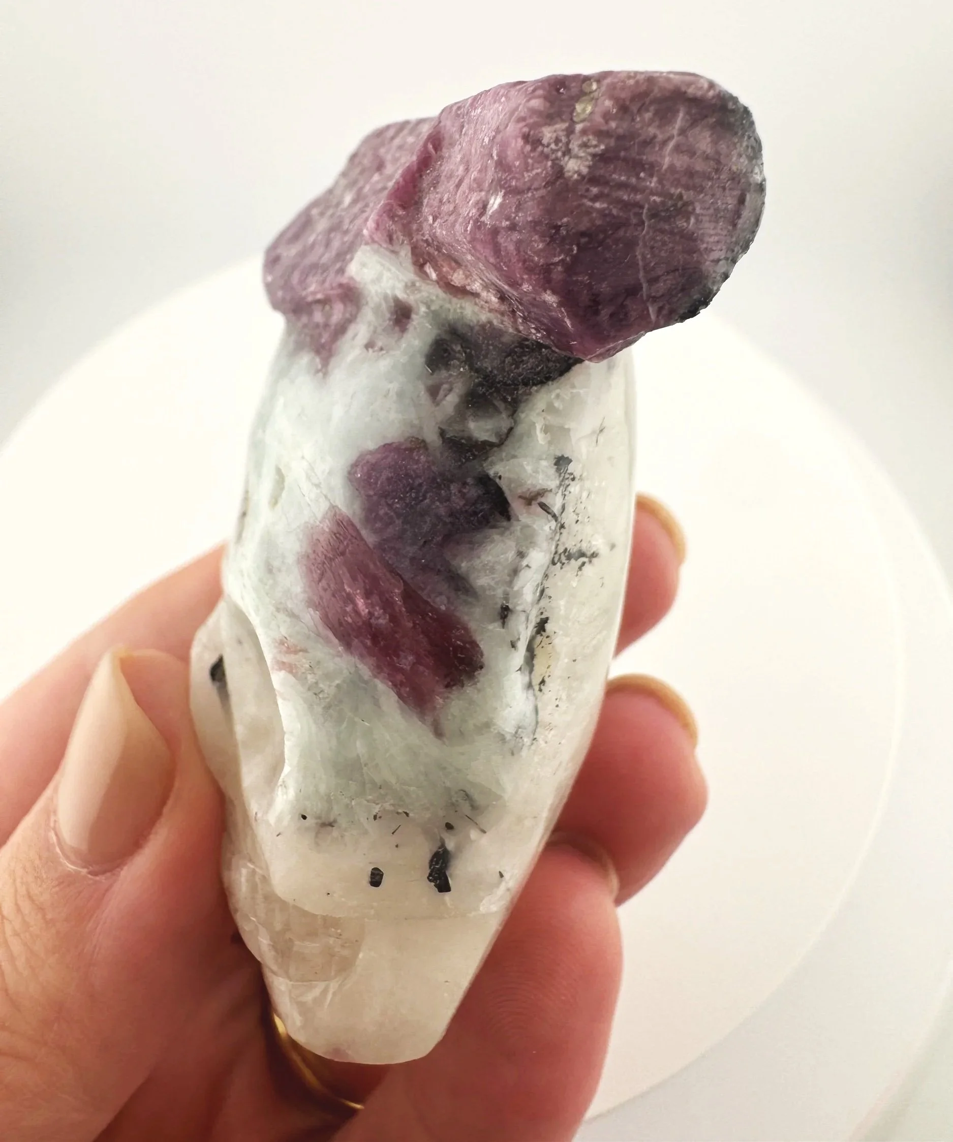 Leandro de Souza Pink Tourmaline in Feldspar Palm Skull