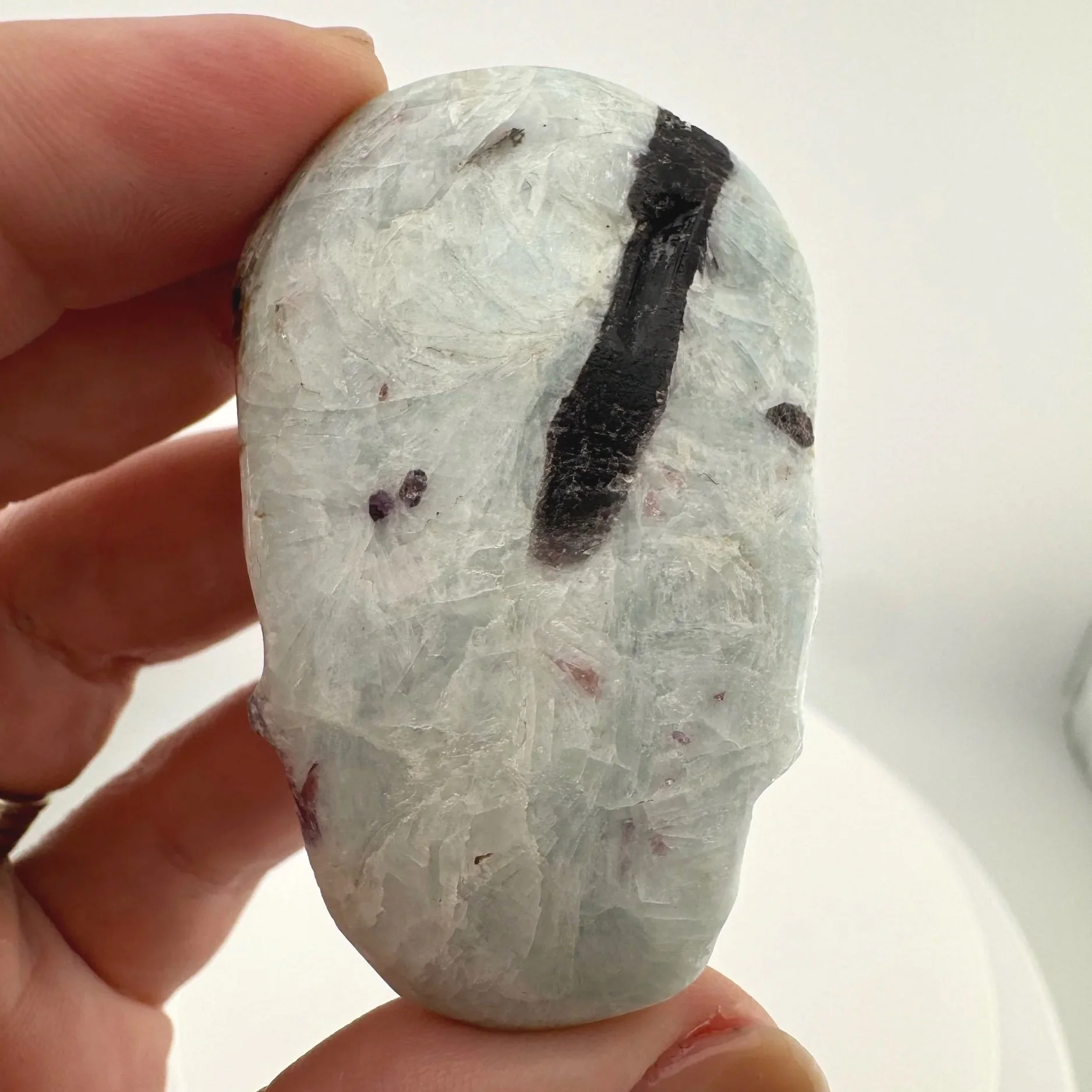 Leandro de Souza Feldspar with Pink Tourmaline Shaman Palm Skull