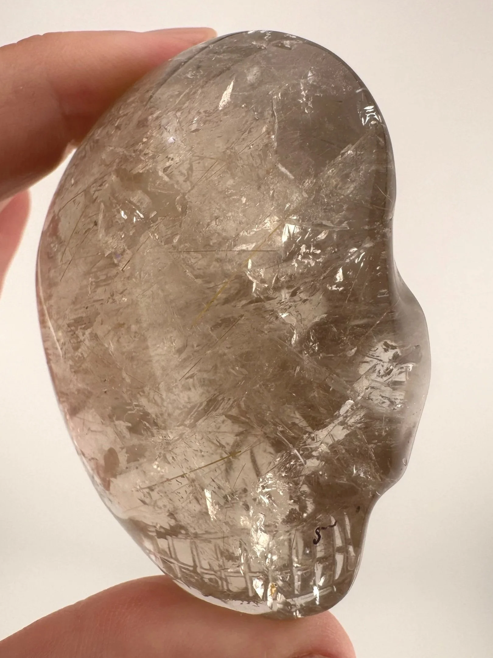 Leandro de Souza Golden Rutile in Quartz Magical Child Palm Skull