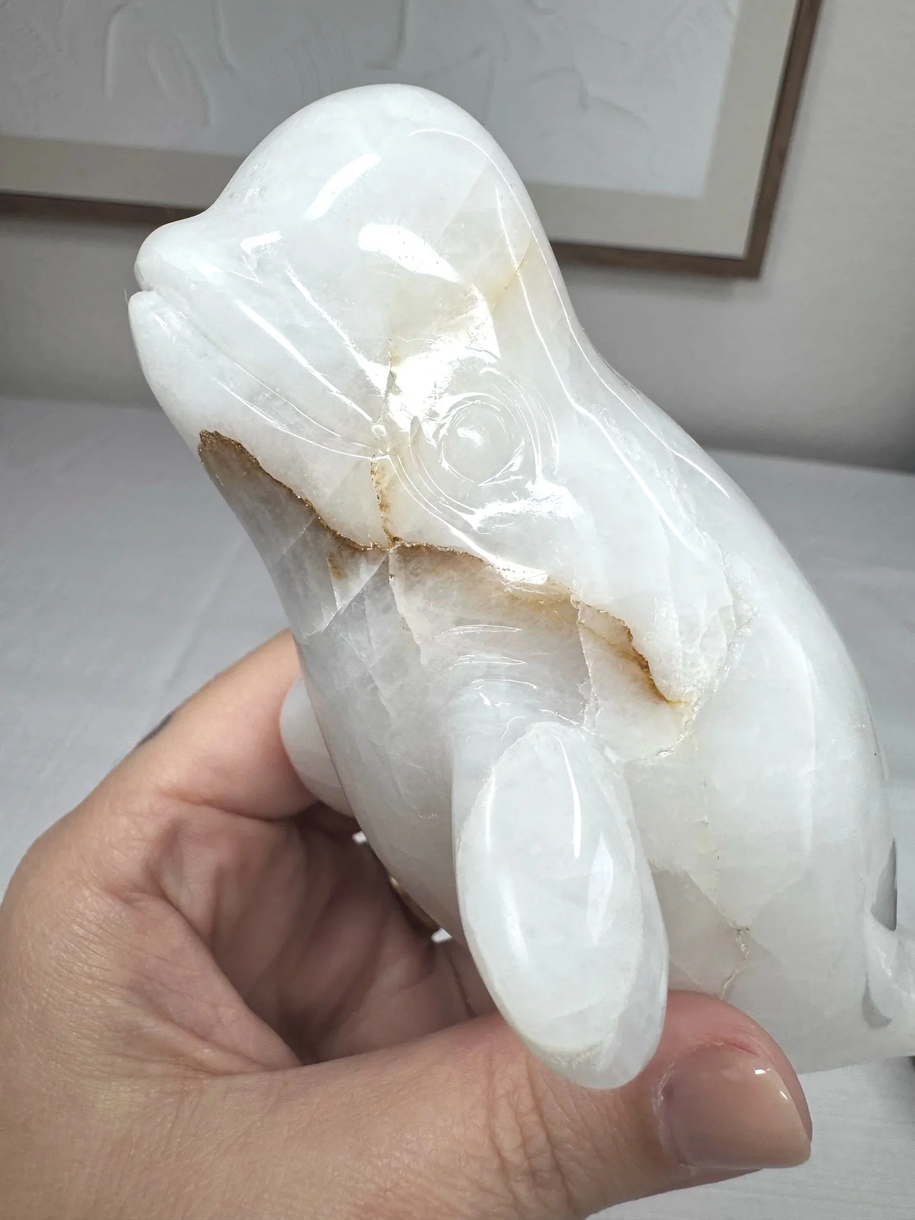 Leandro de Souza Snow Quartz Beluga Whale Sculpture
