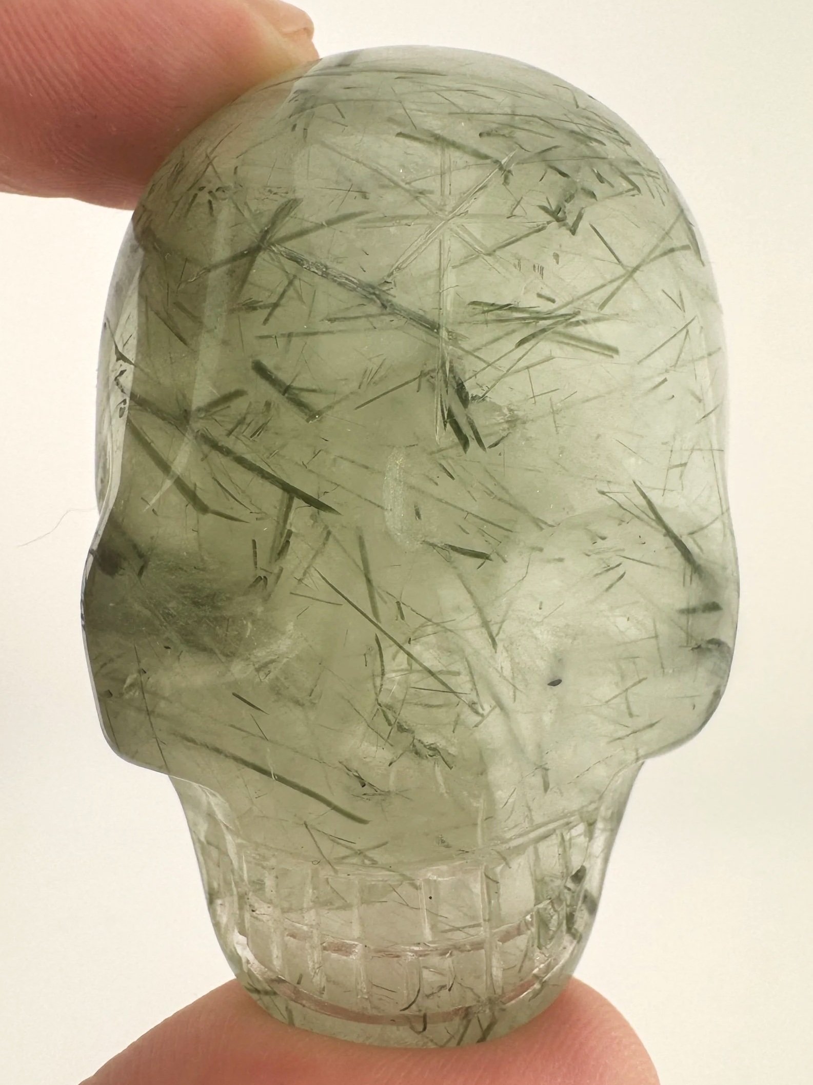 Leandro de Souza Epidote in Quartz Palm Skull