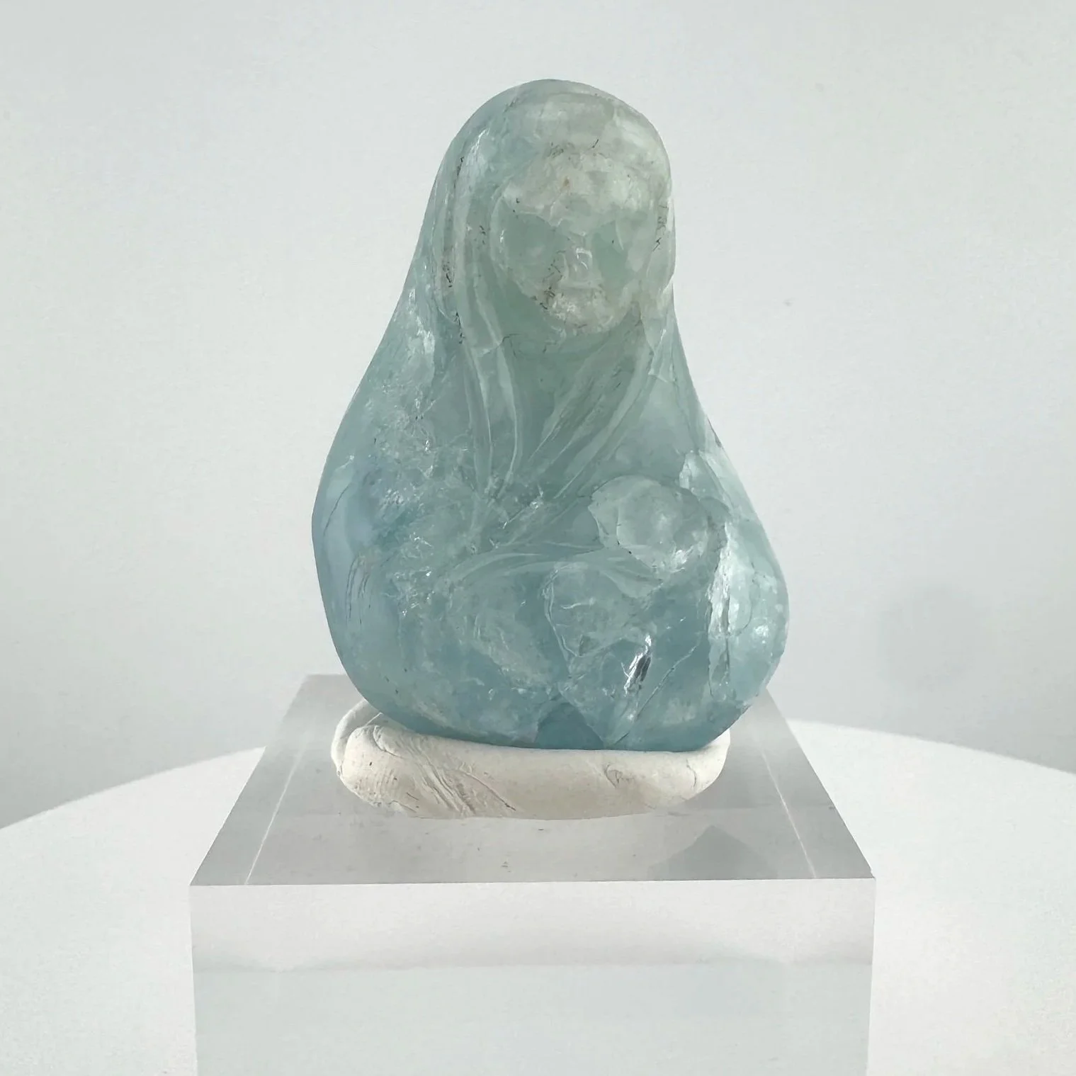 Leandro de Souza Aquamarine Mother Mary holding Baby Jesus Palm