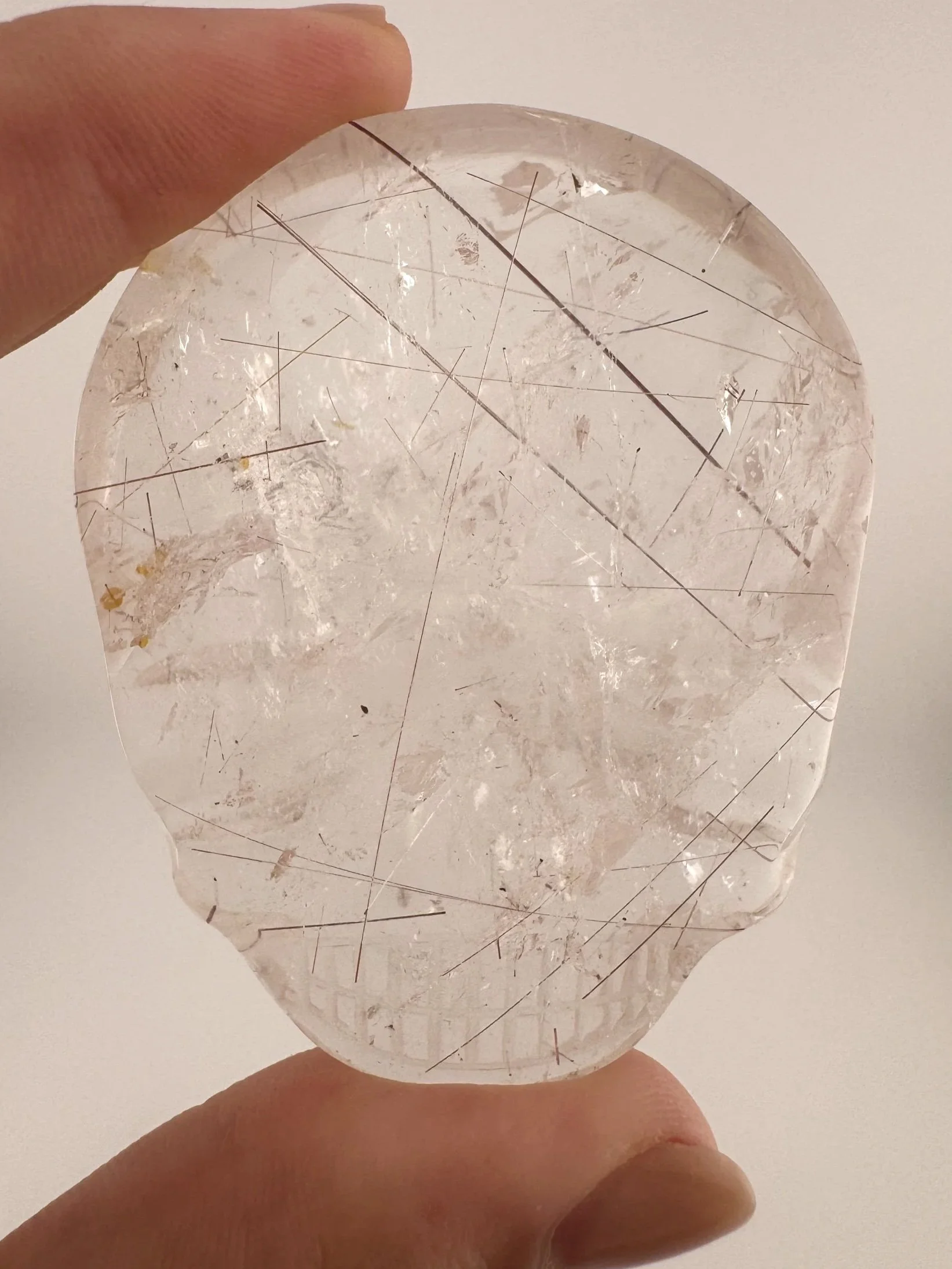Leandro de Souza Red Rutile in Quartz Magical Child Palm Skull