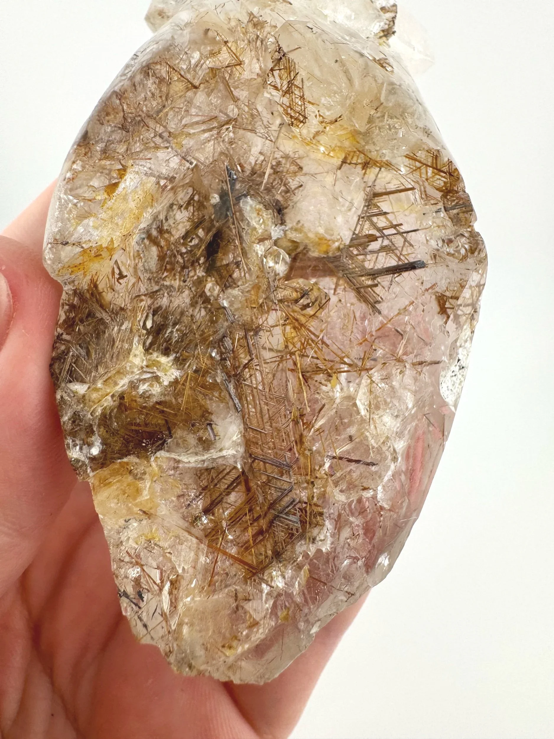 Leandro de Souza Brookite Rutile in Quartz Jesus Carving