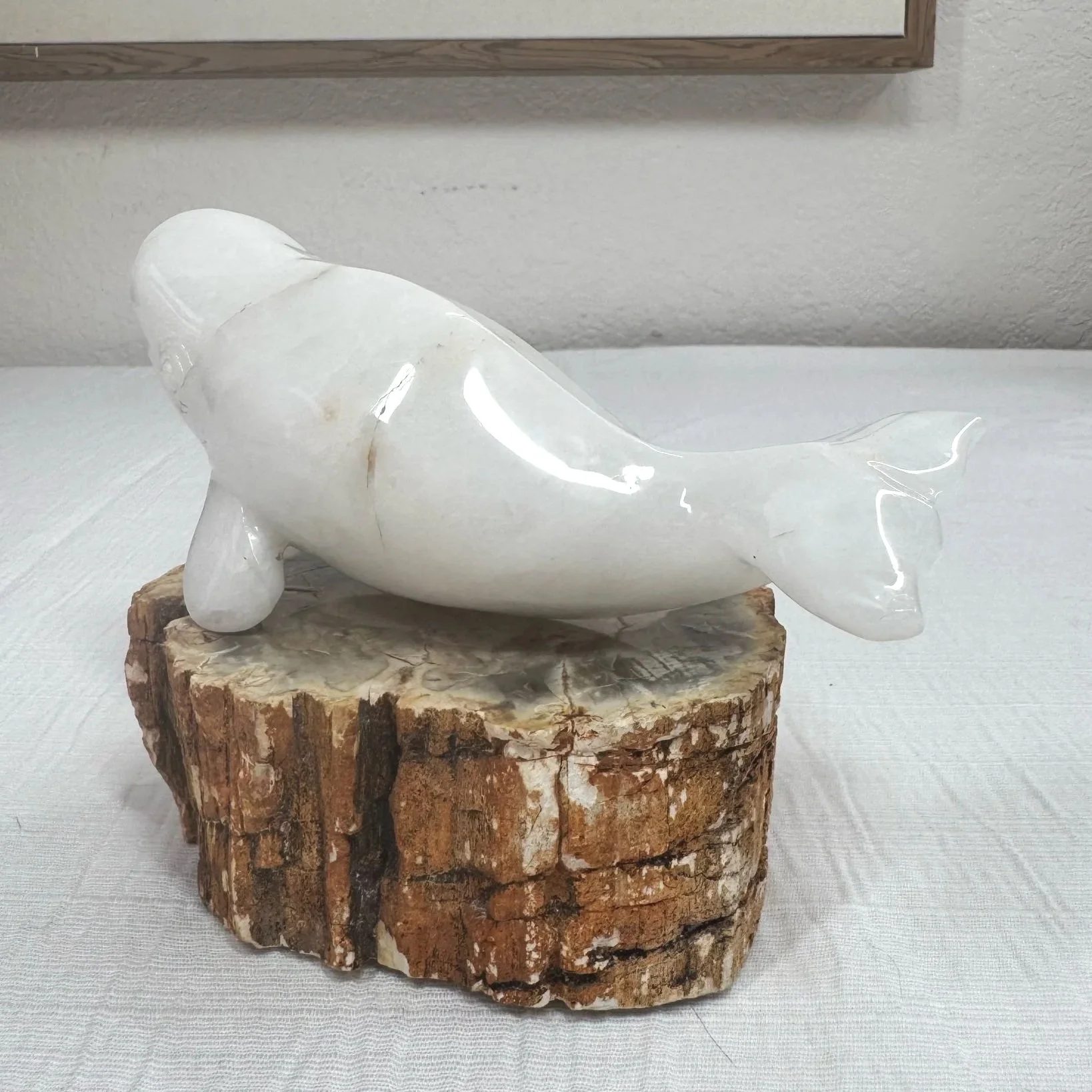 Leandro de Souza Snow Quartz Beluga Whale Sculpture
